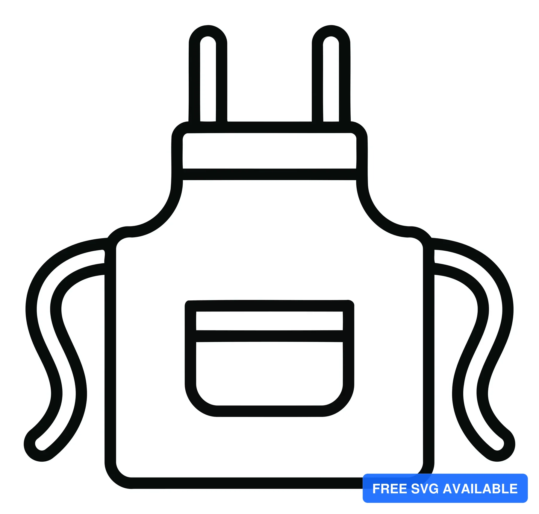 Minimalist icon of a kitchen apron with plug connectors on the back