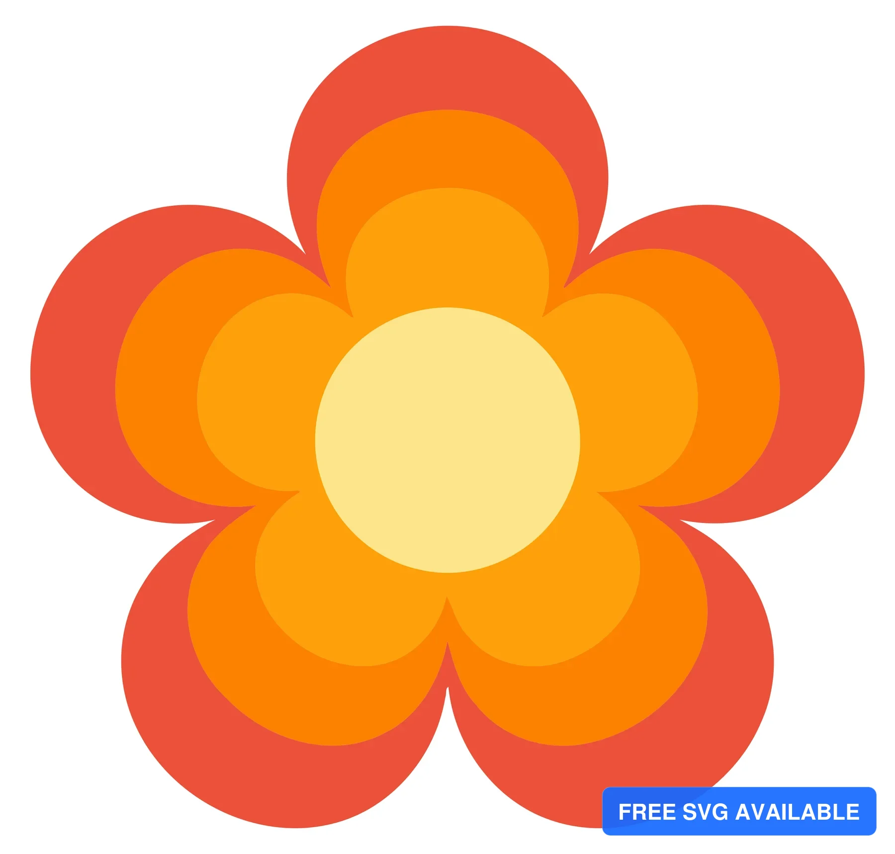 A colorful gradient flower with layered petals in orange, yellow, and red tones