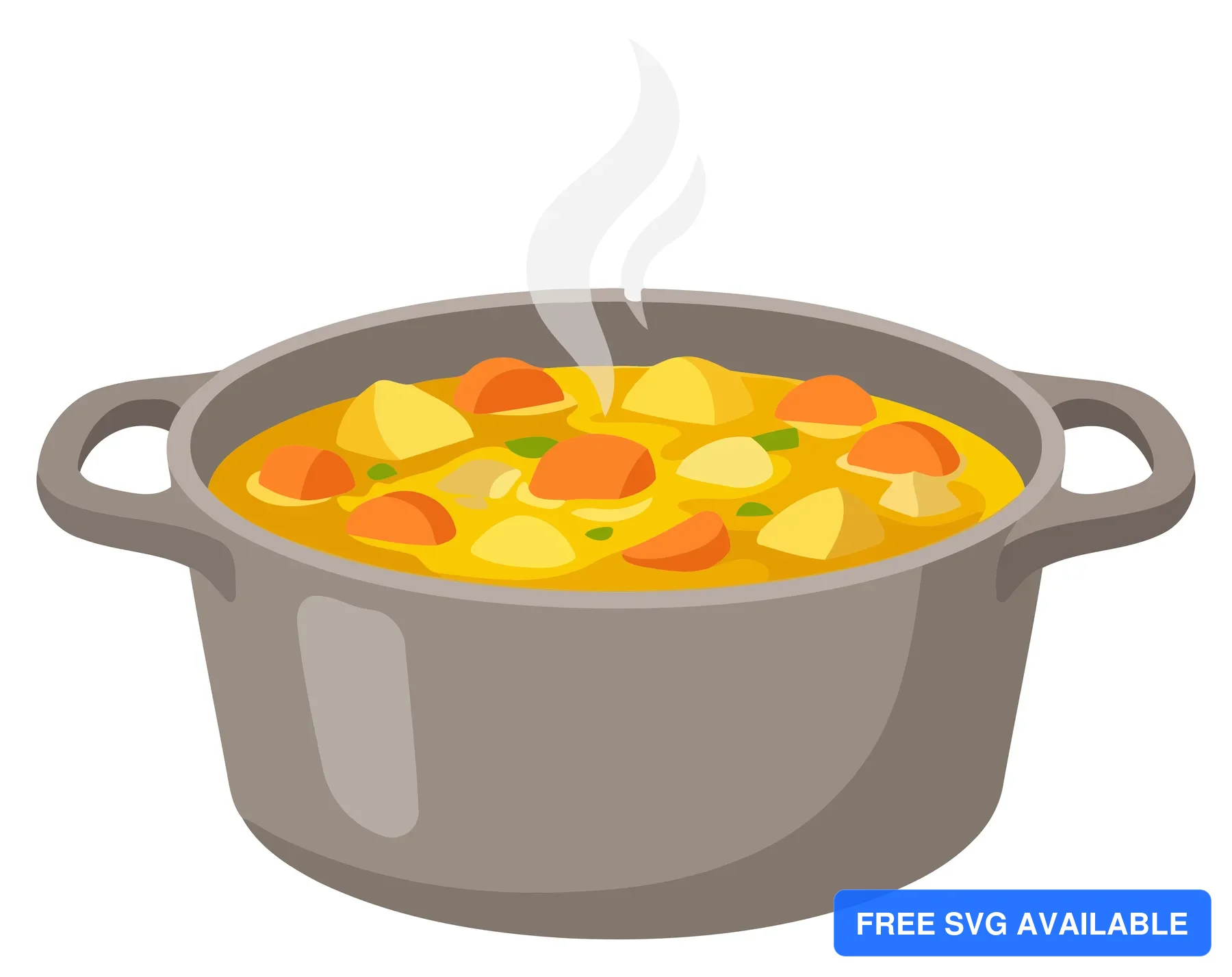 A pot of colorful vegetable stew with steam rising