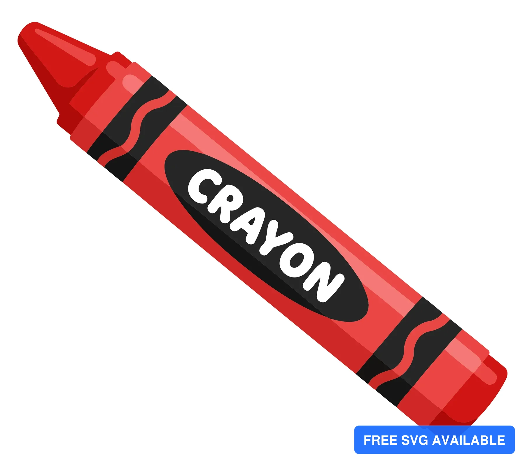 A red crayon with black text reading CRAYON in a simple vector illustration