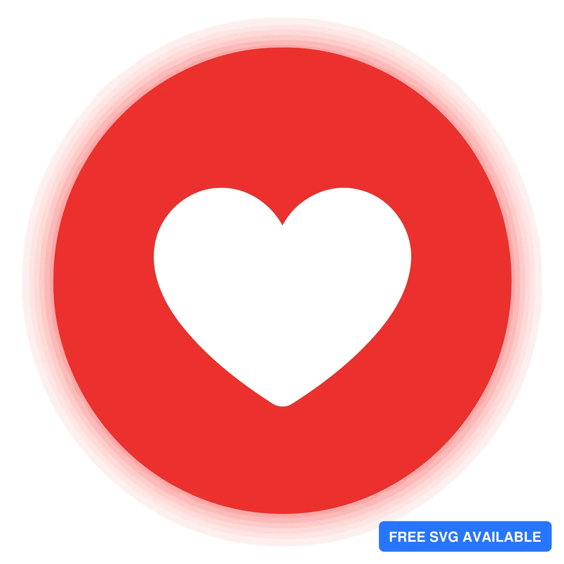 A minimalist heart icon on a red circular background