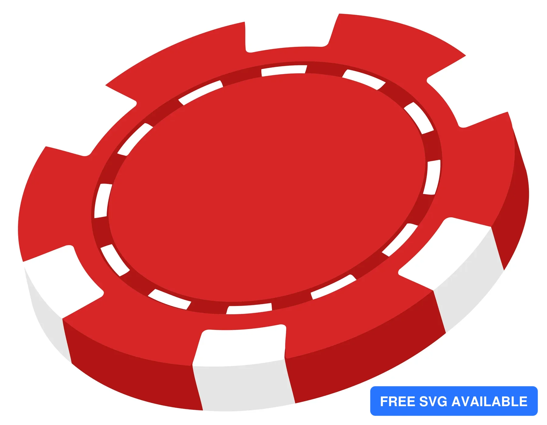 A stylized 3D poker chip with red and white colors