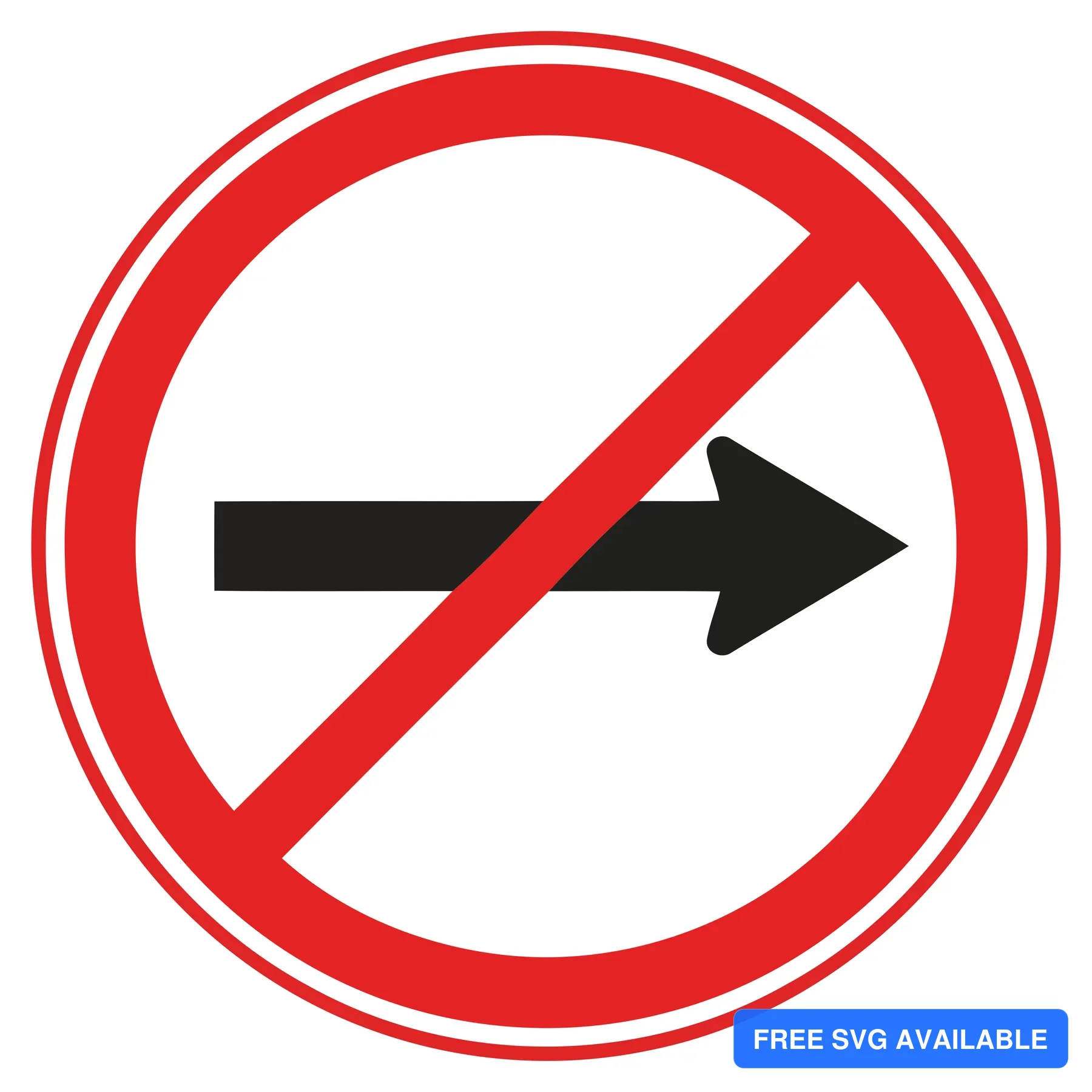 Red prohibition sign with crossed-out right arrow