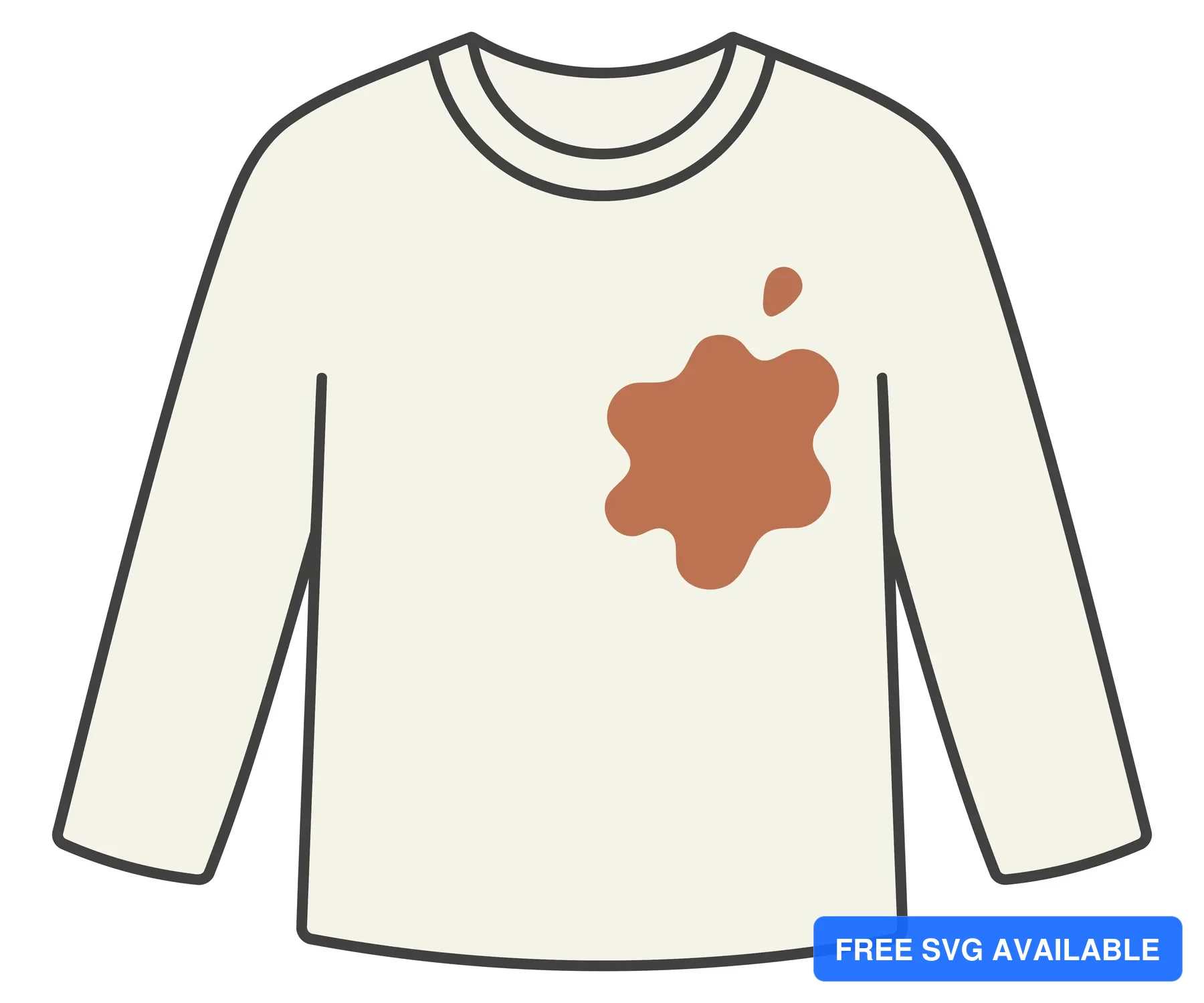 A light gray T-shirt with a brown stain resembling a dried flower or splatter
