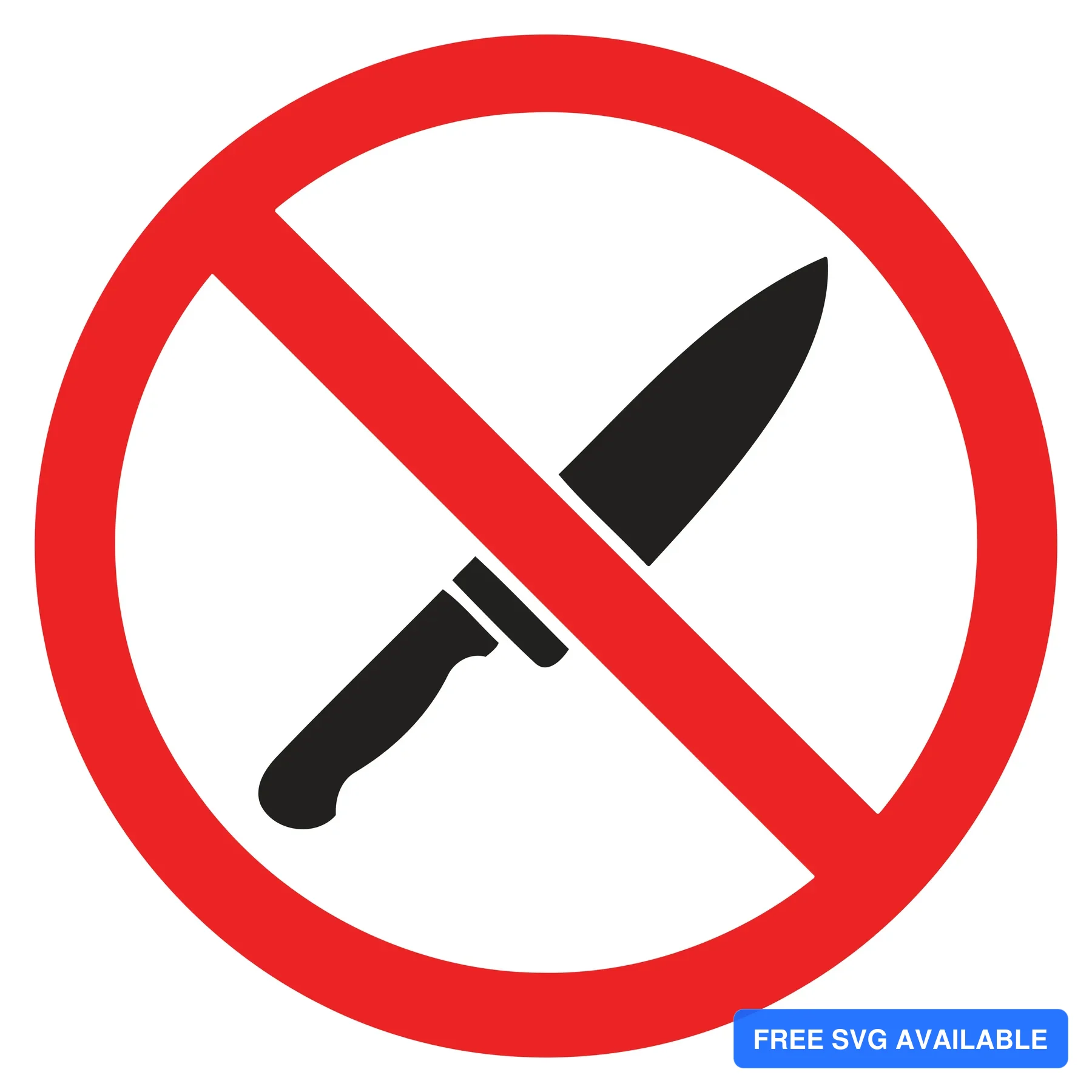 Red prohibition circle with crossed-out knife icon