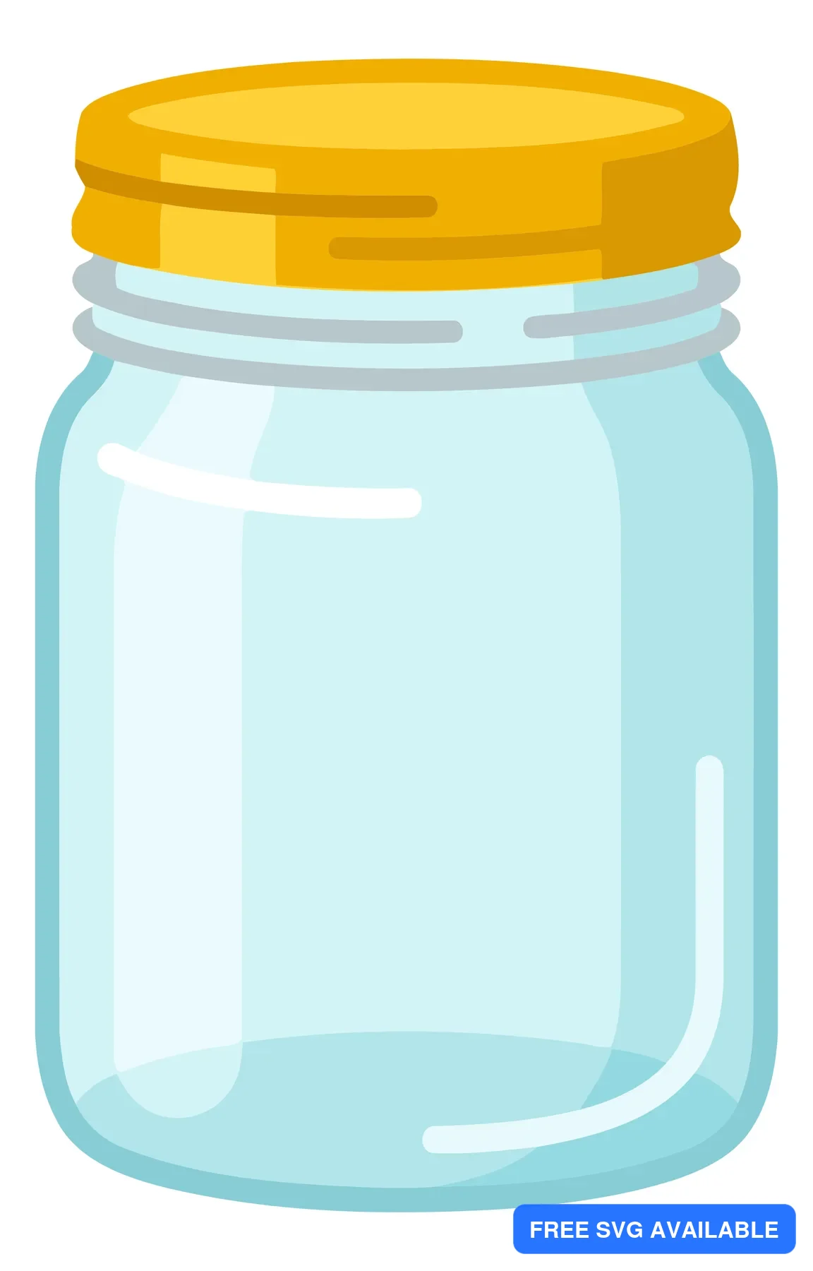A transparent glass jar with a yellow metal lid in a minimalist vector illustration