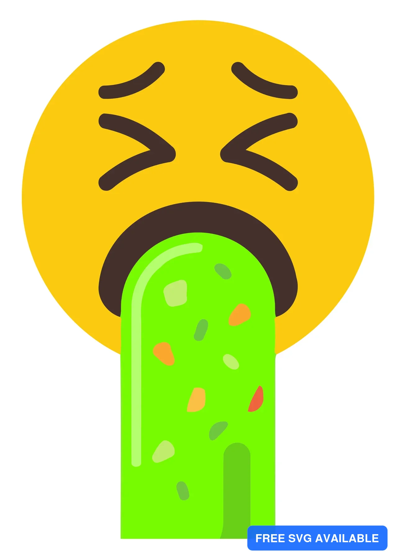 A cartoon face with a green tongue sticking out and red specks, showing exaggerated frustration