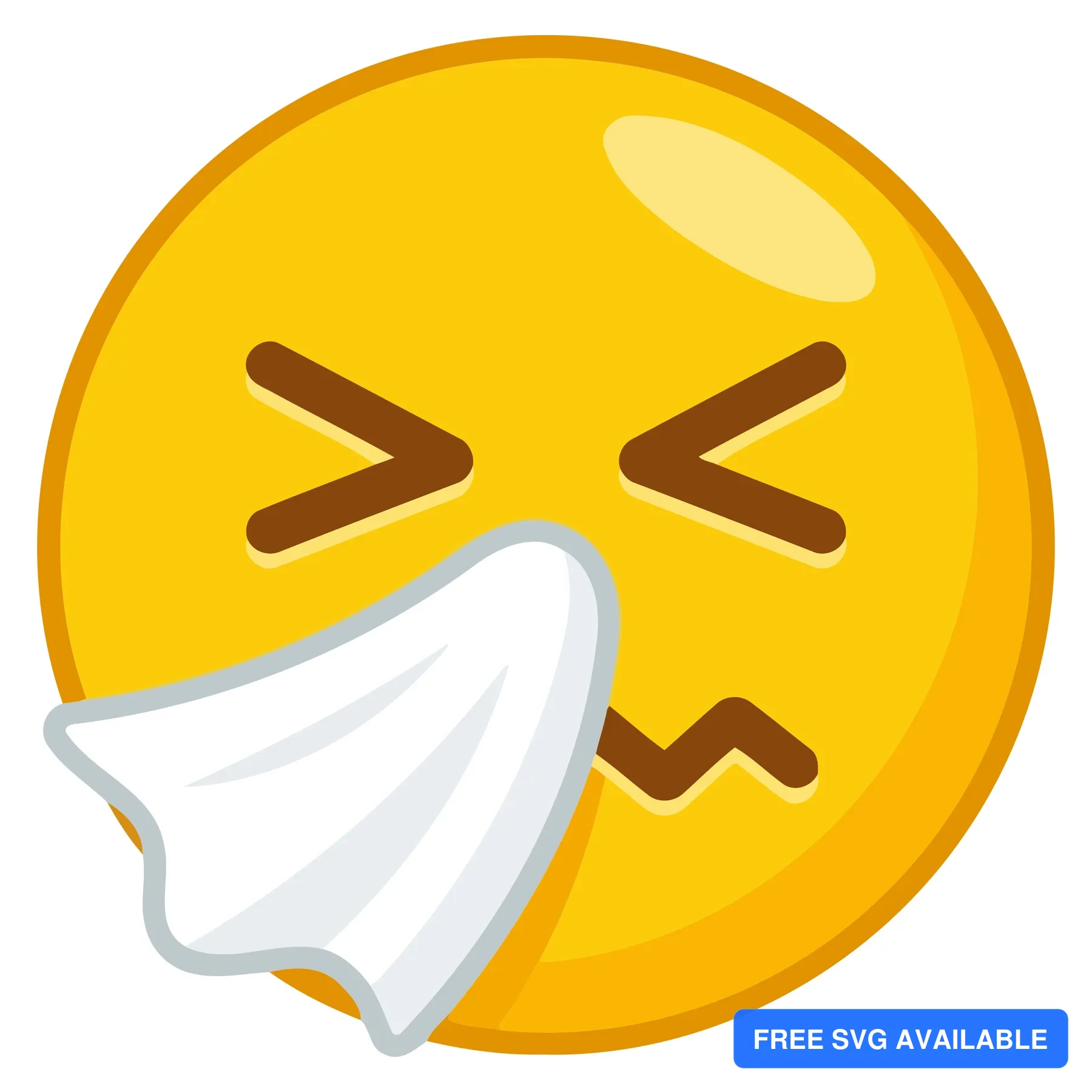 A tired emoji face holding a tissue to its mouth