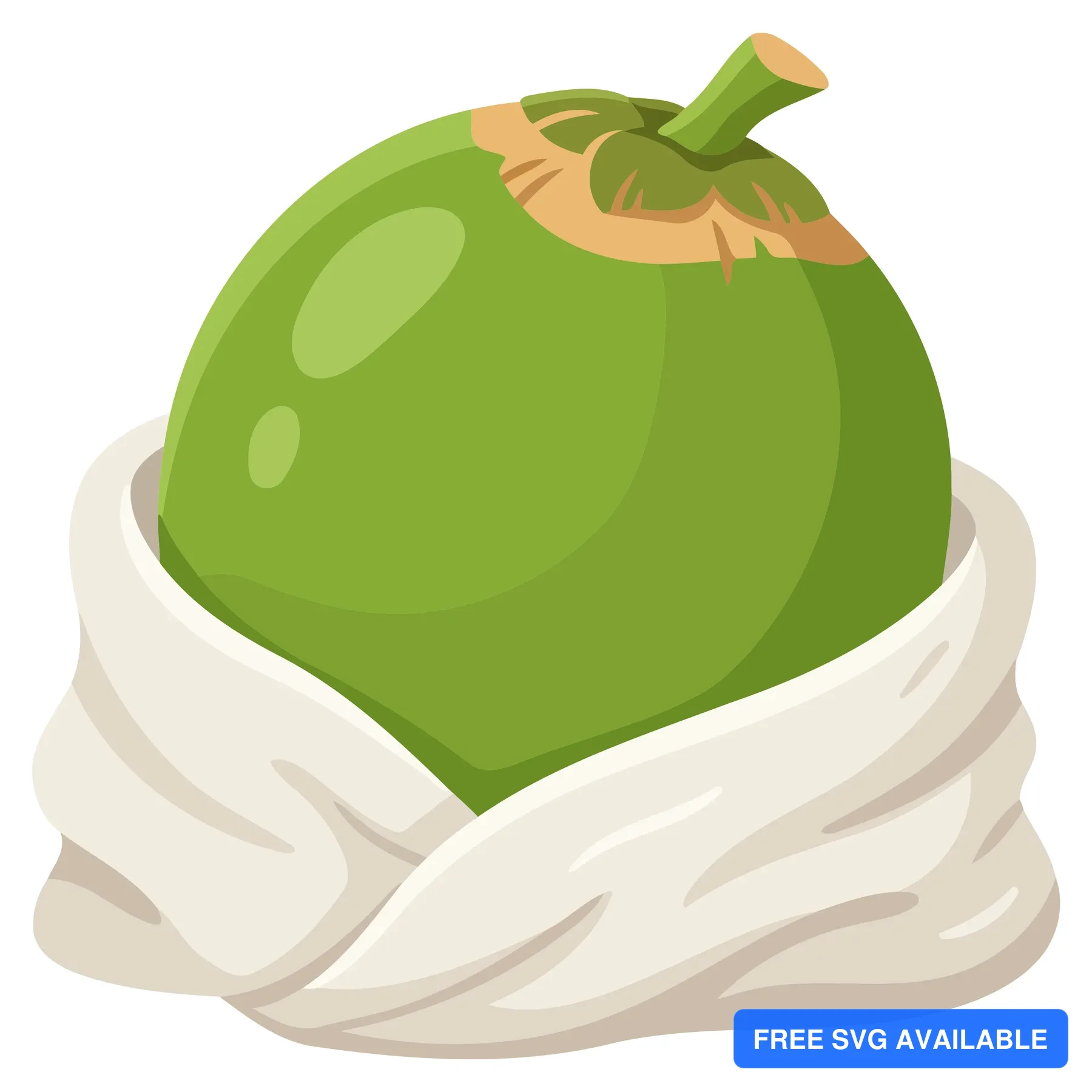 A stylized green papaya fruit wrapped in a cotton-like texture