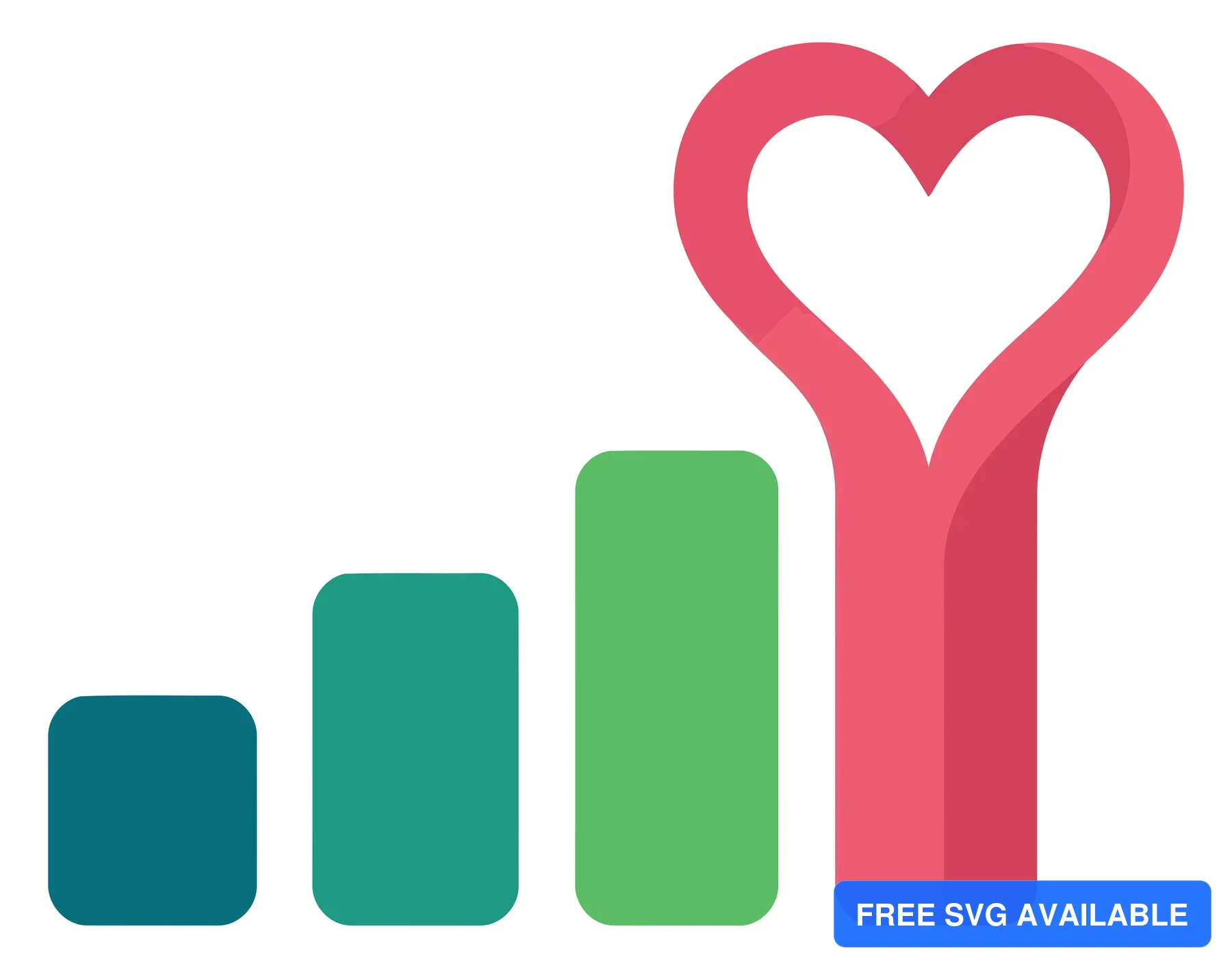 A colorful abstract icon showing a growth chart with a heart attached to indicate positive progress or success.