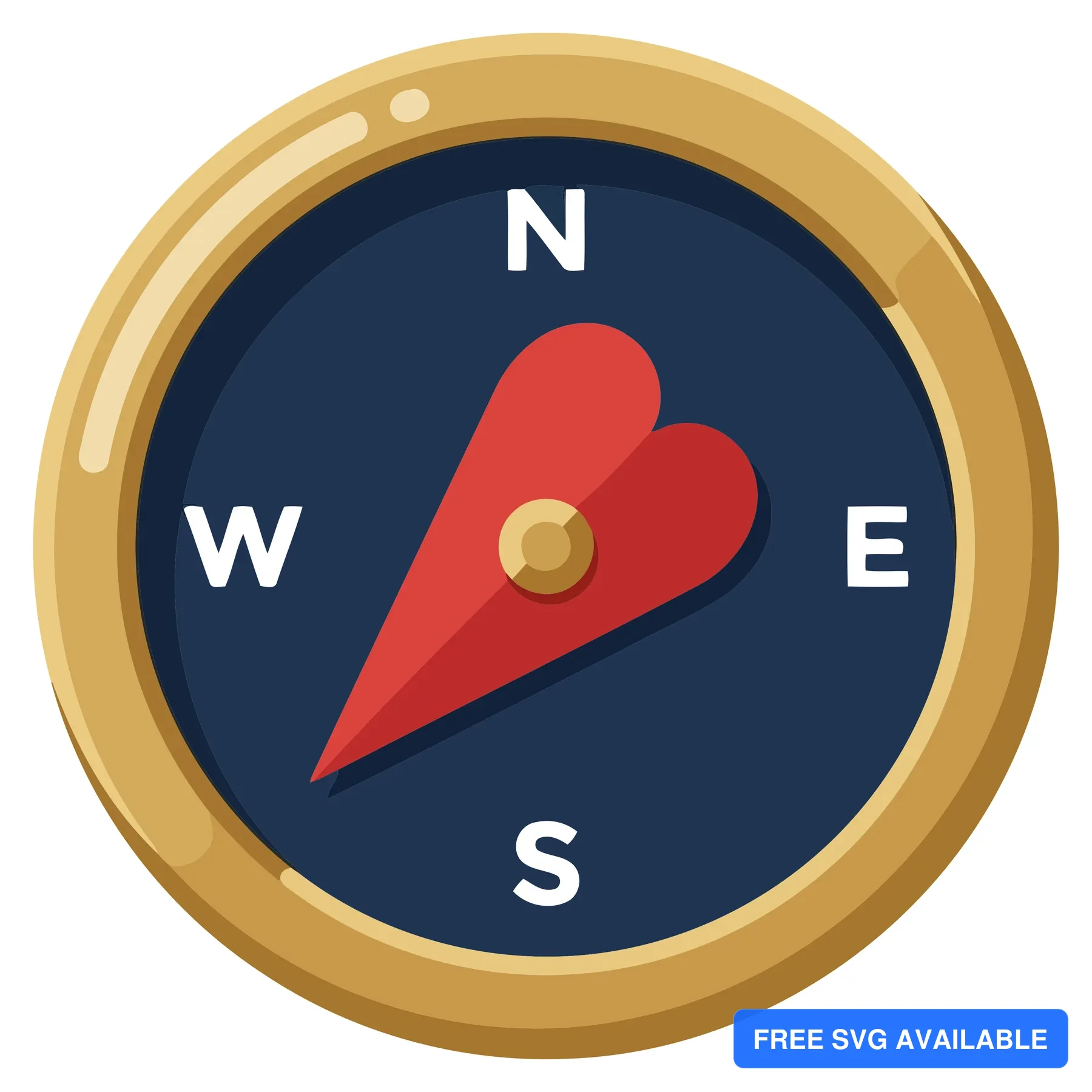 A stylized compass with a heart replacing the north arrow on a dark background