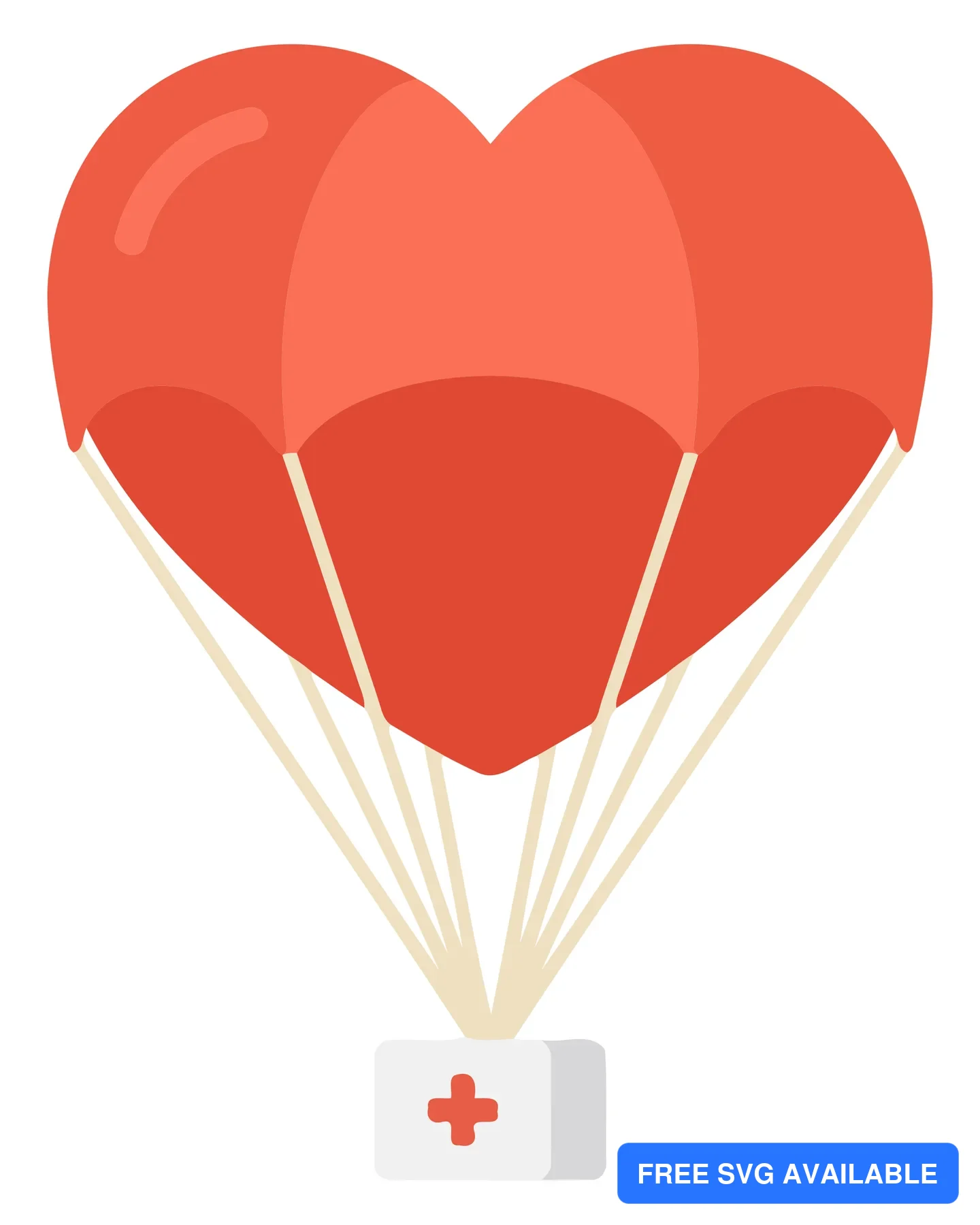 Vector illustration of heart-shaped medical balloons with a red cross symbol