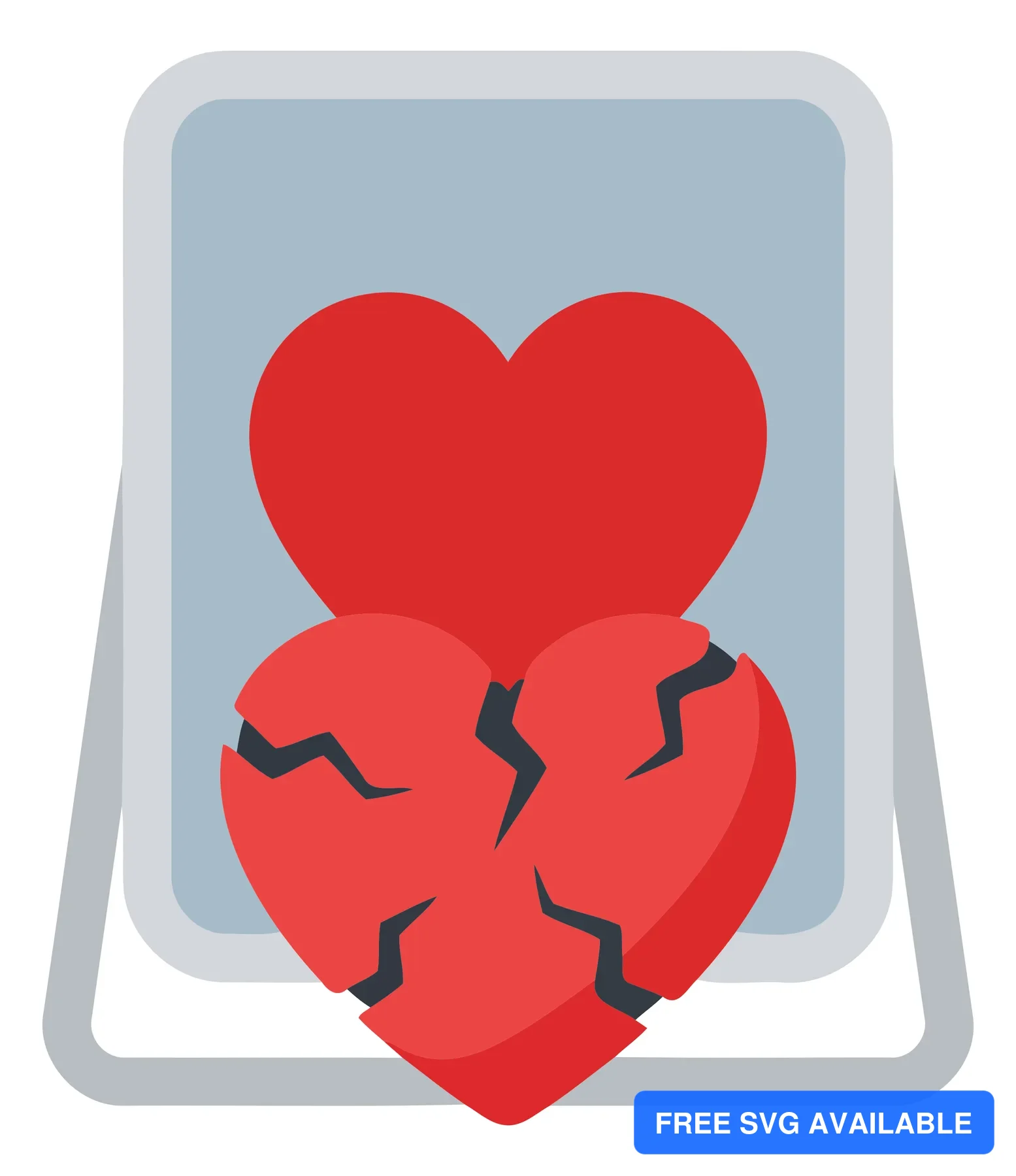 A red heart with a cracked pattern symbolizing emotional breakup