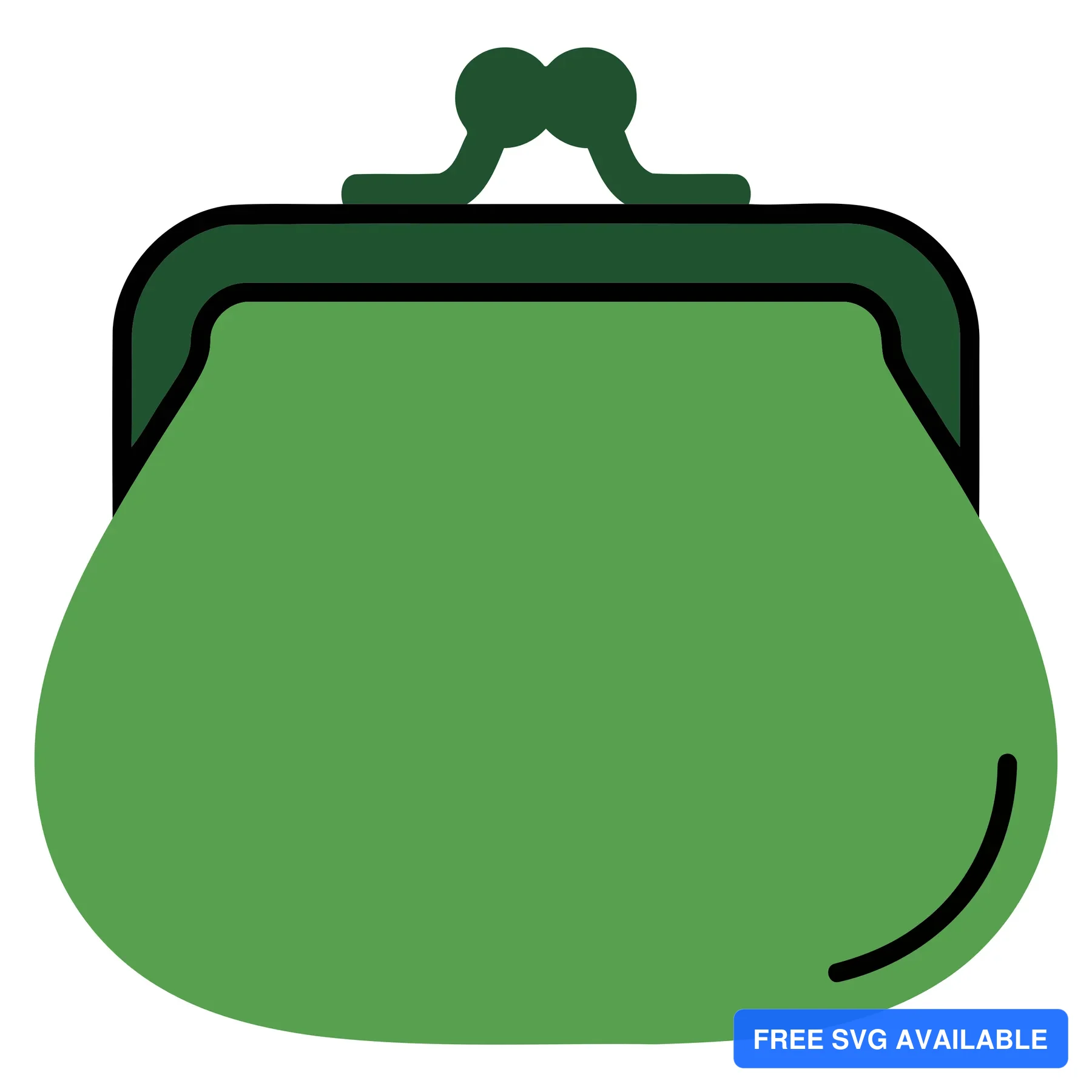 A flat, stylized green purse icon with a handle and flap closure