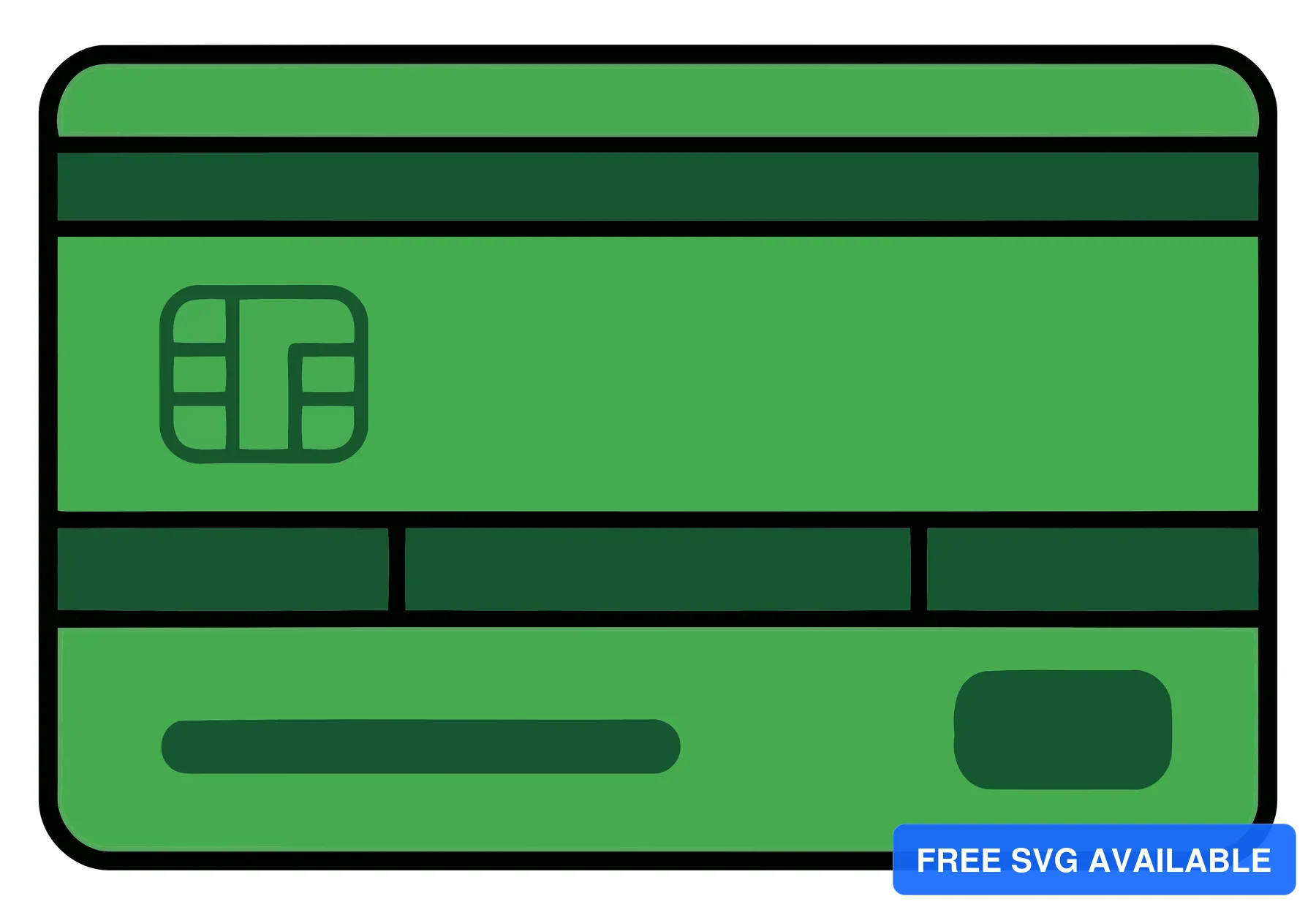 A stylized green business credit card with magnetic stripe and chip symbol in vector design.