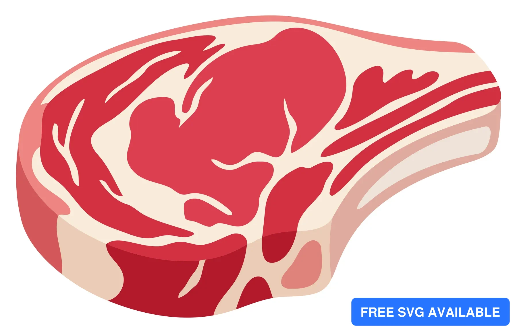 A stylized illustration of a beef steak with visible muscle fibers