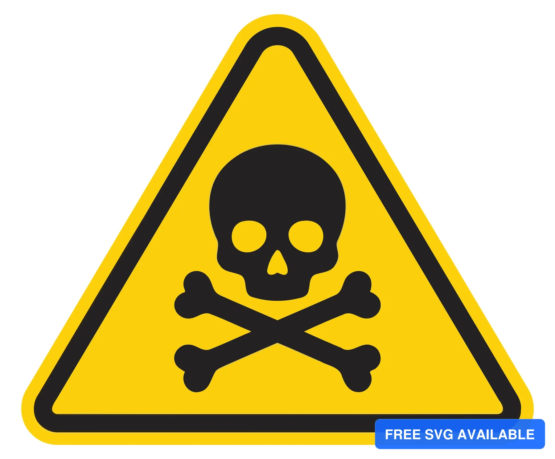 A yellow triangular warning sign with a black skull and crossed bones