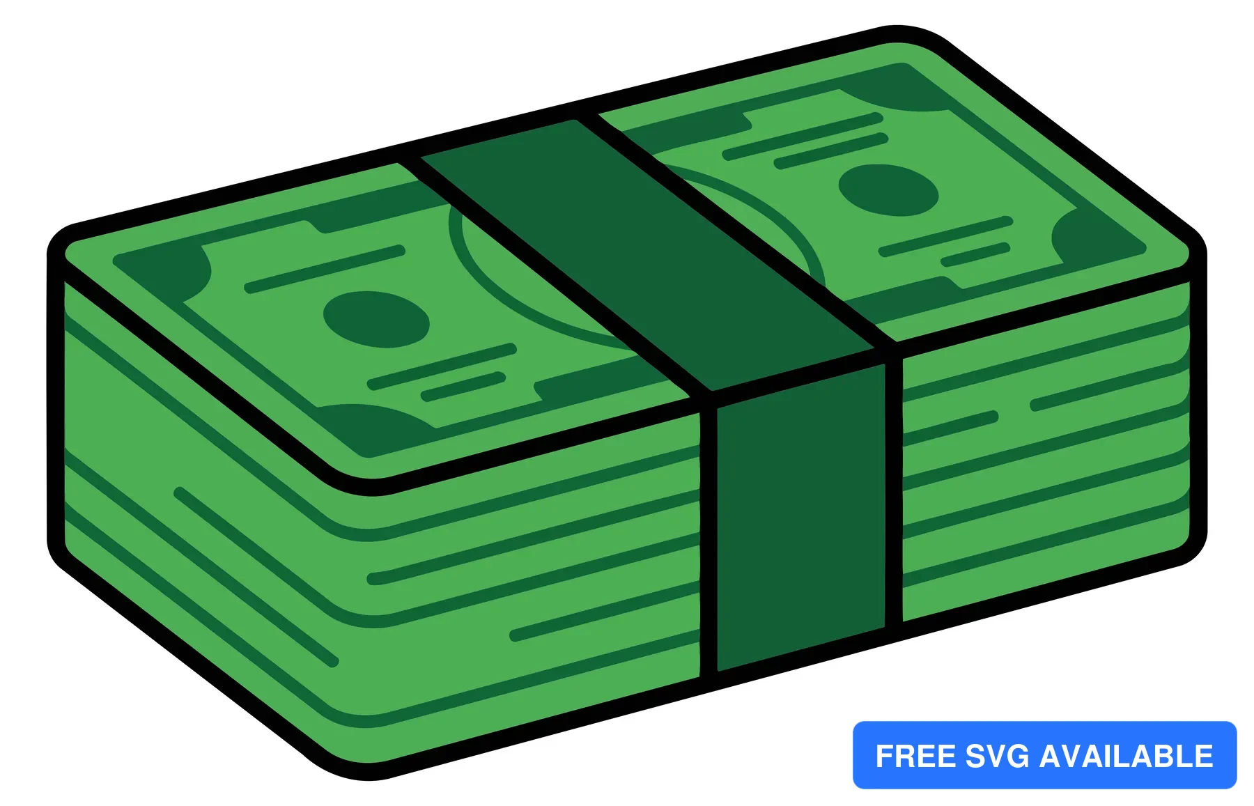 A flat design illustration of green dollar bills stacked in a rectangular arrangement