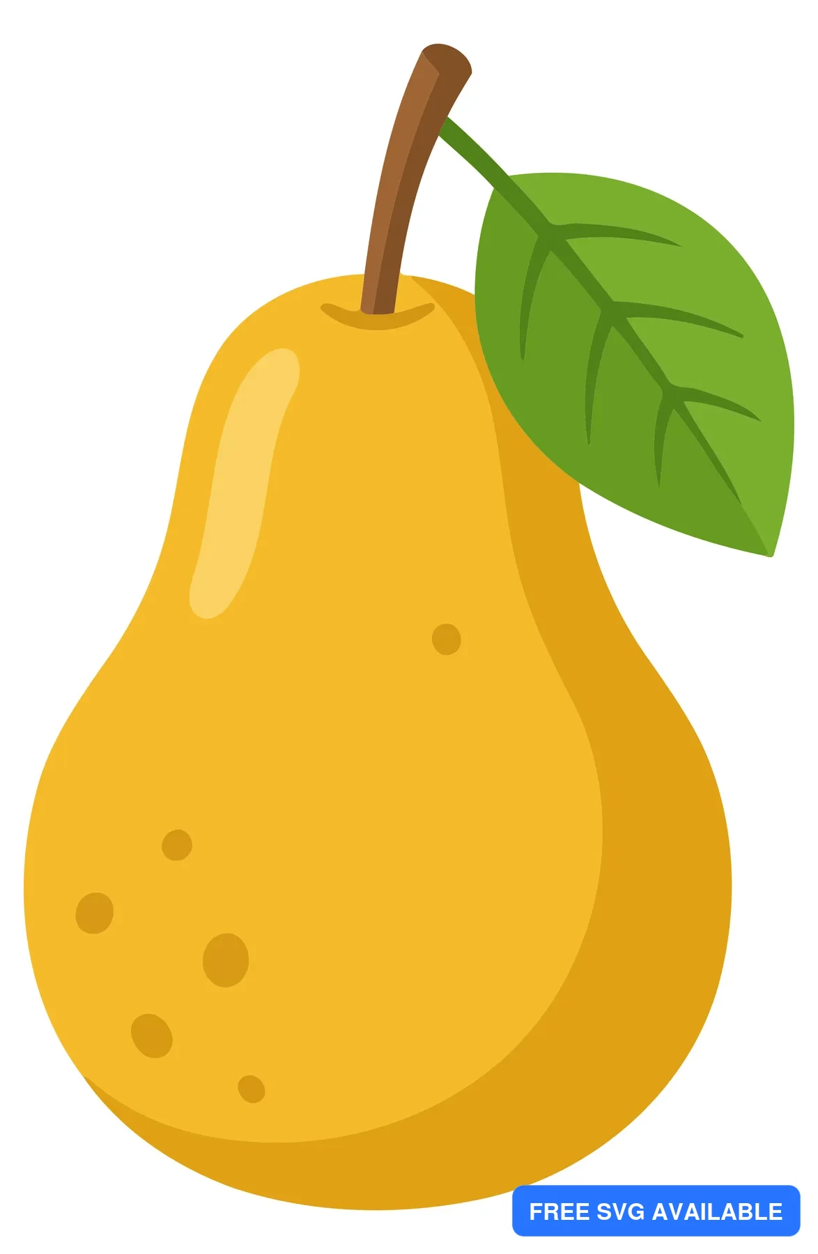 A stylized pear fruit with a green leaf on top in a vector illustration