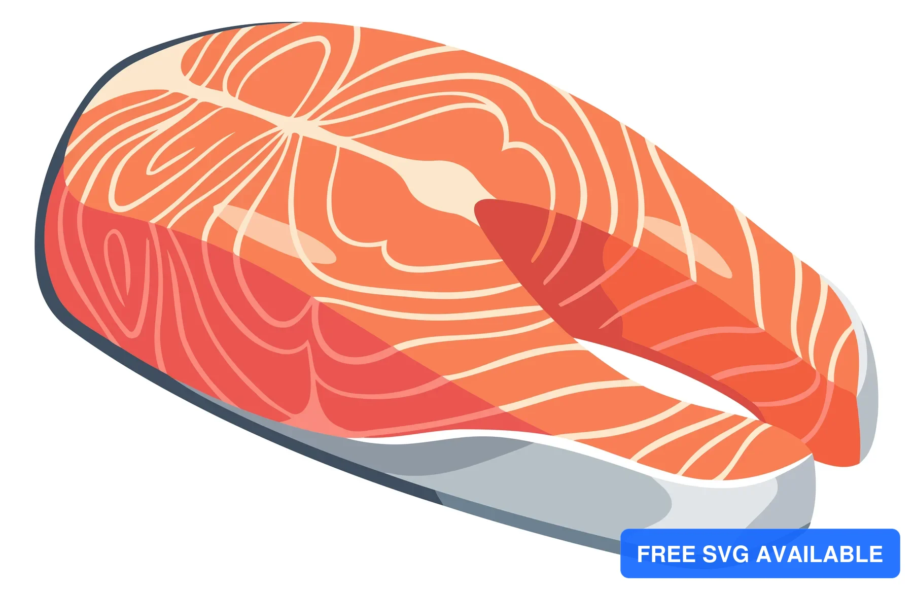 A stylized vector illustration of a cooked salmon fillet with grill marks
