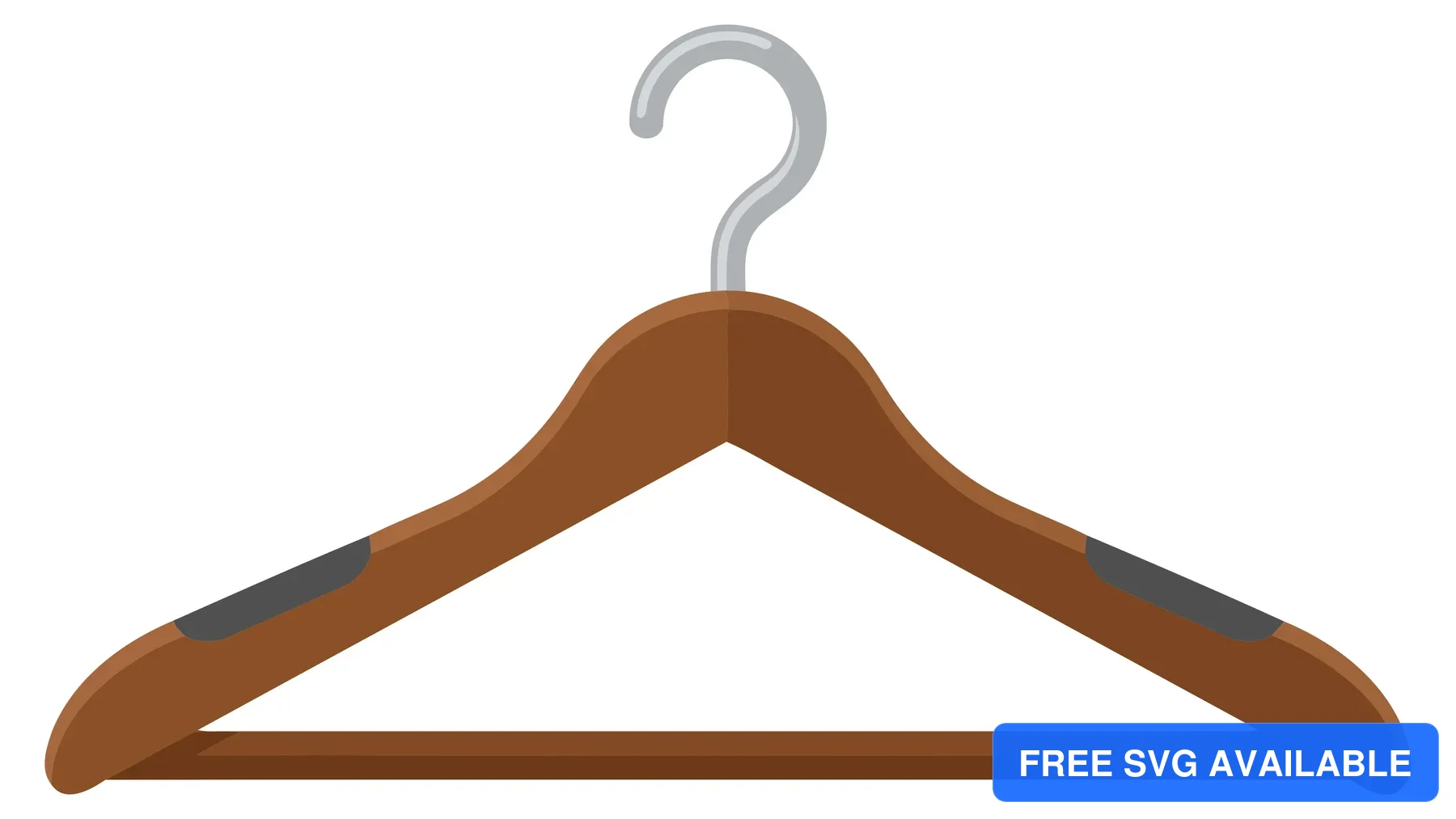 A minimalist wooden hanger with a hook and decorative ends in a clean vector style