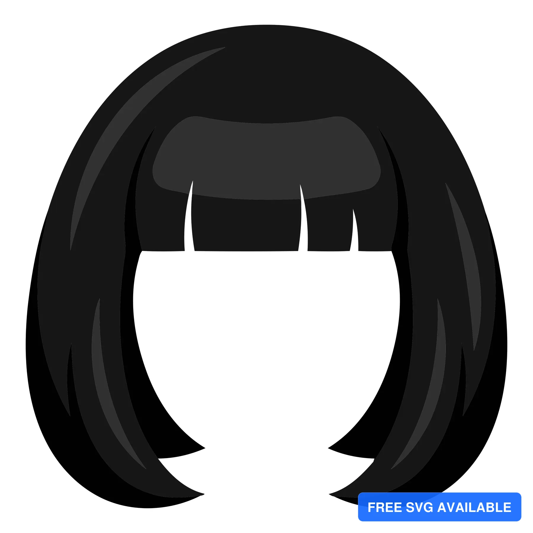 Black hairstyle with side bangs in a clean vector illustration