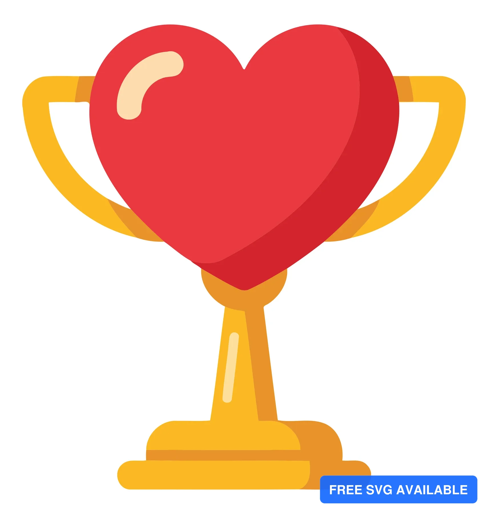 A stylized heart-shaped trophy icon with a golden base and red heart design