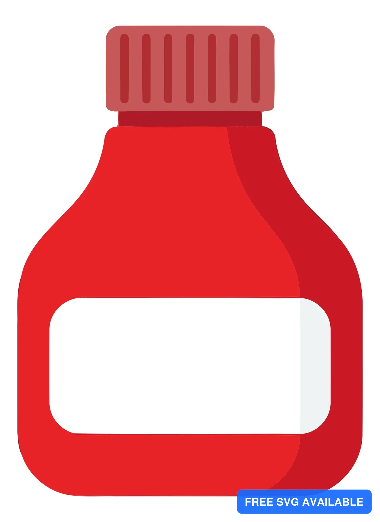 A red medical dropper bottle with a cap and blank label
