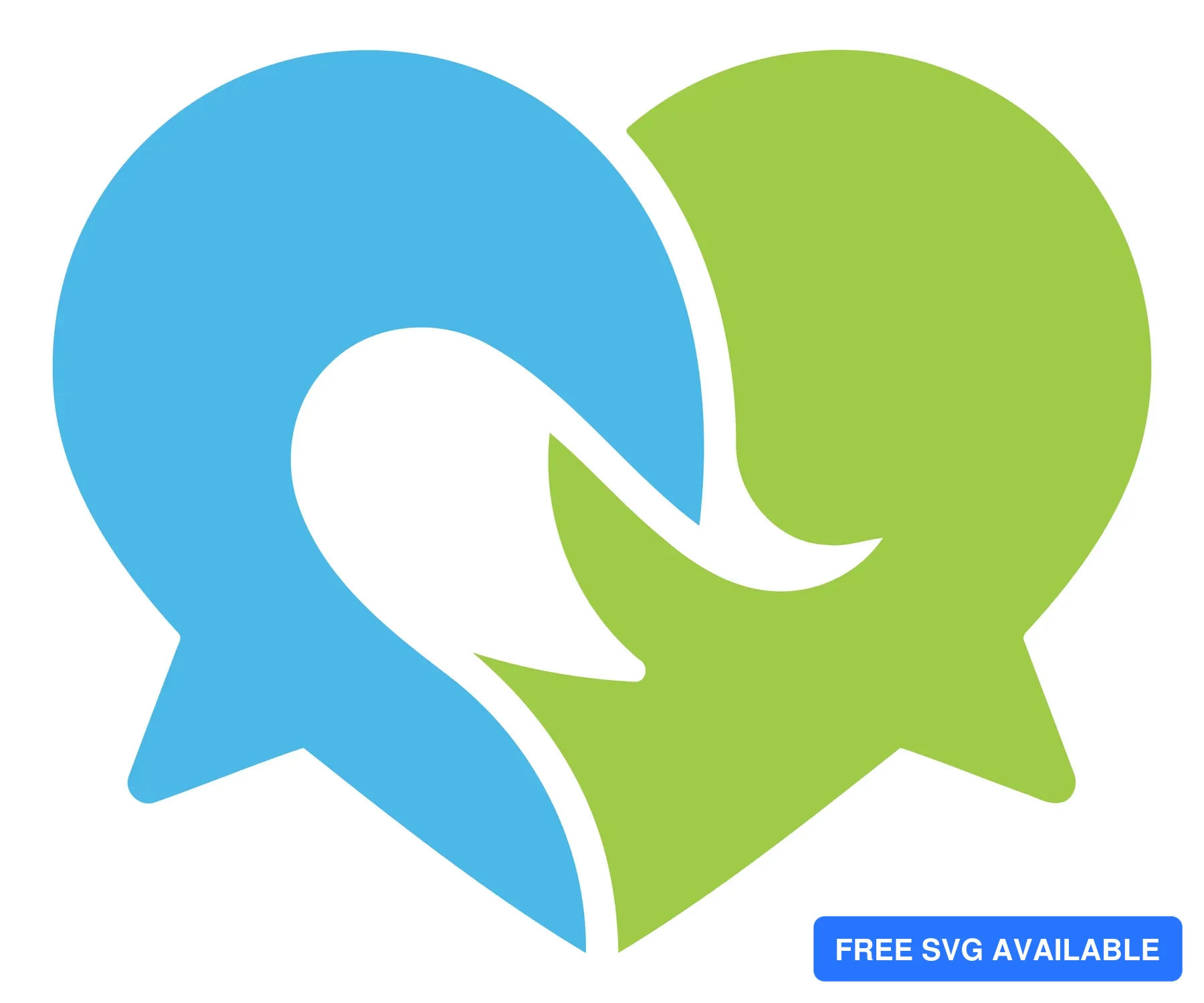 Two overlapping speech bubbles in blue and green colors forming a conversation icon
