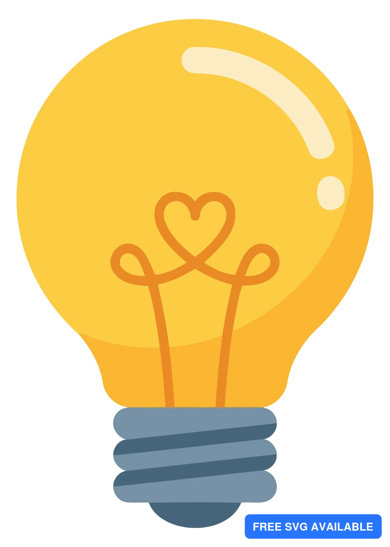 A bright yellow vector lightbulb with a heart symbol inside