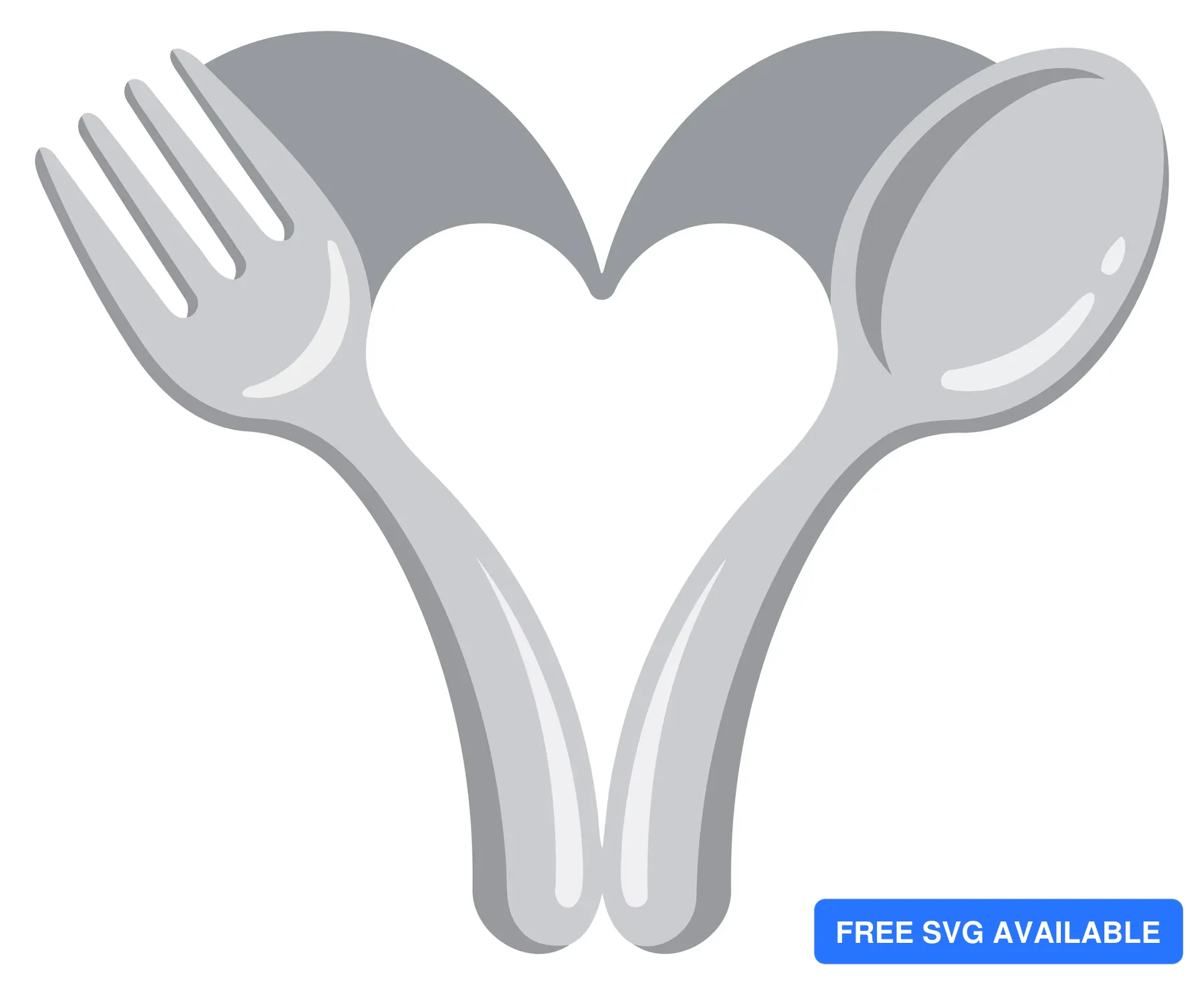 A heart formed by a stylized fork and spoon in an abstract design