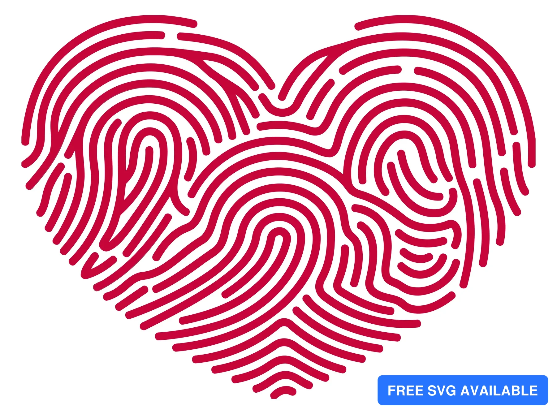 A stylized red heart with fingerprint patterns forming its shape