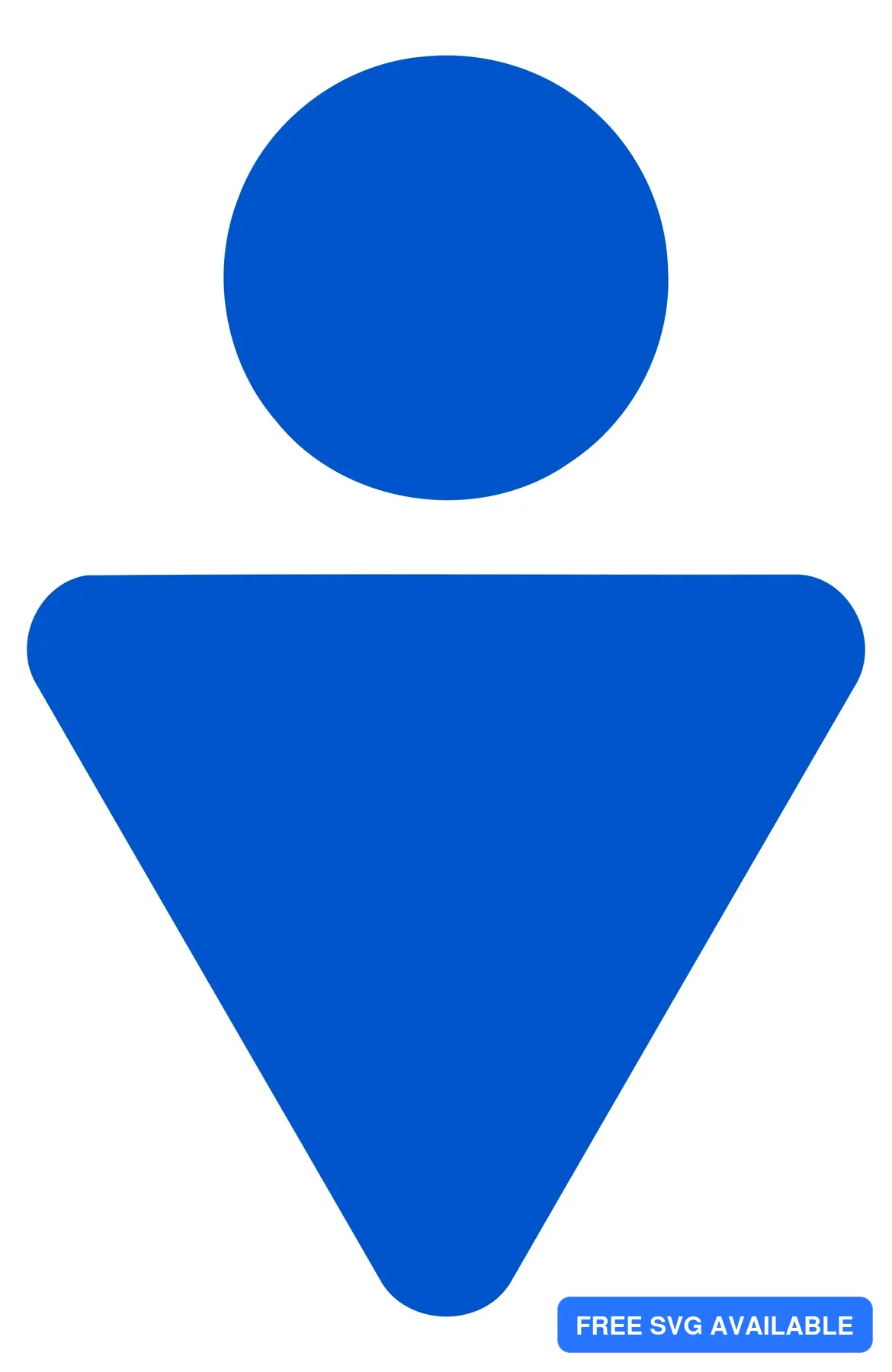 A minimalist blue icon showing a head shape on top and a downward triangle below