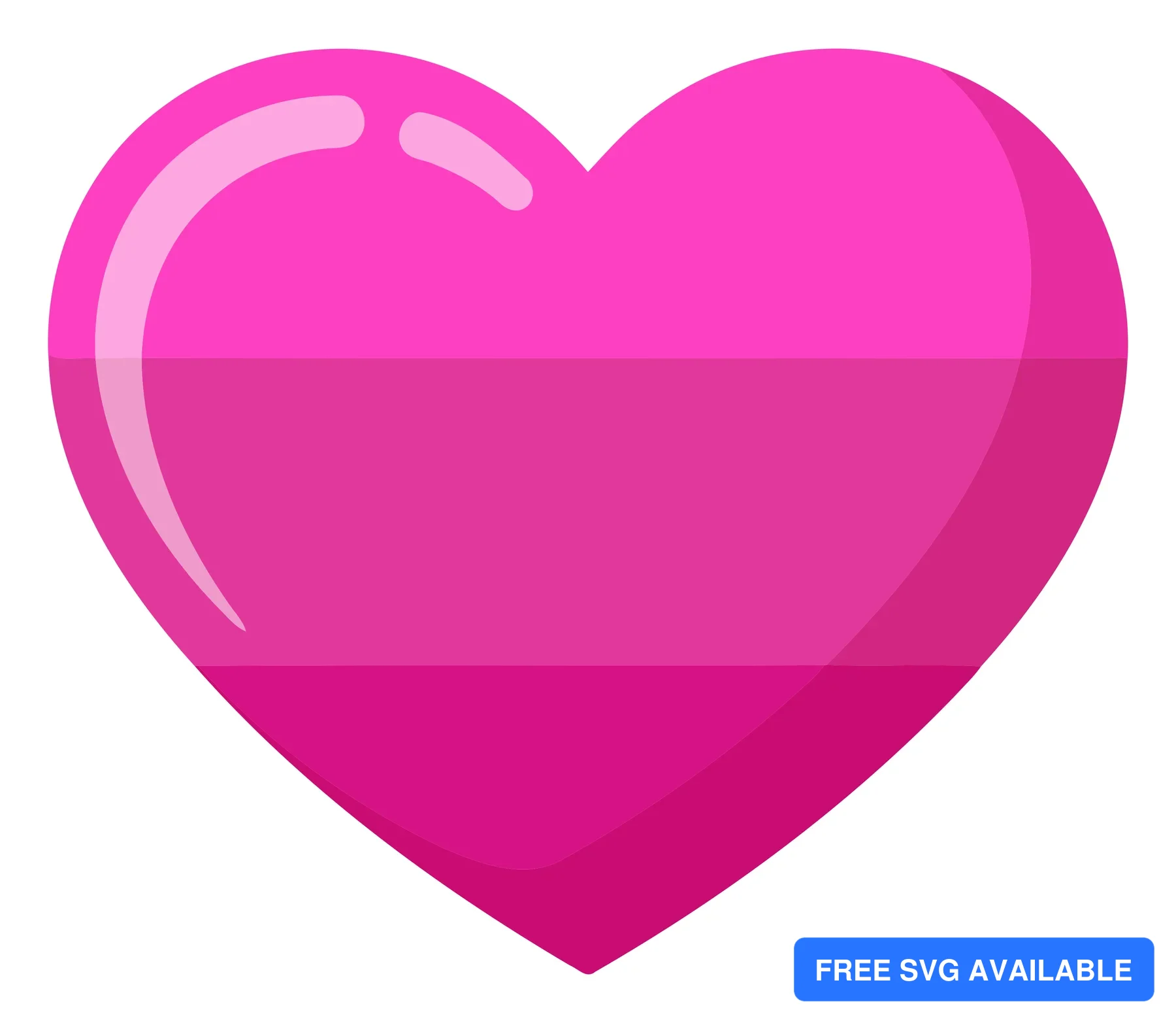 A stylized pink gradient heart shape with a subtle shadow effect