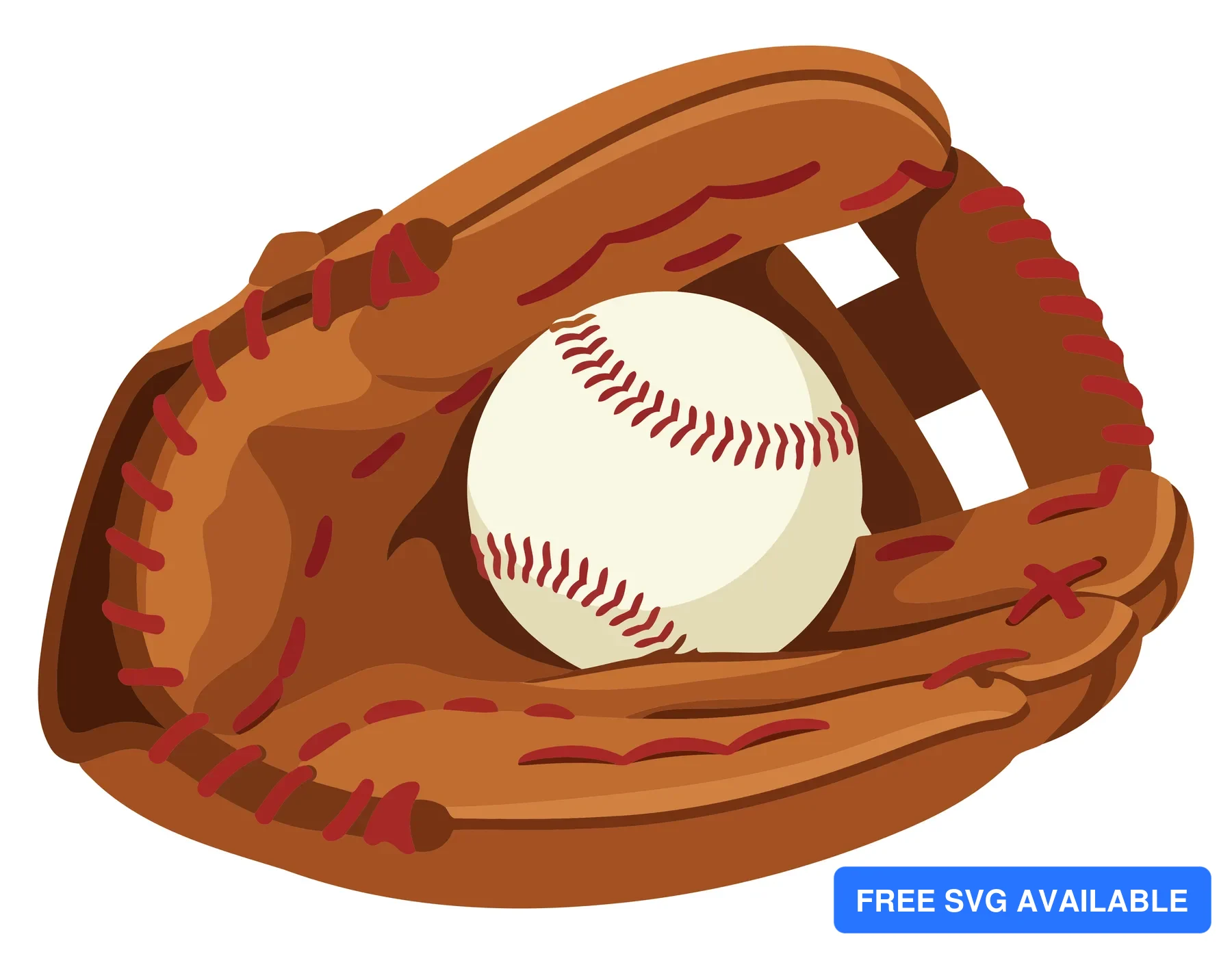 A baseball glove holding a baseball in a vector illustration style