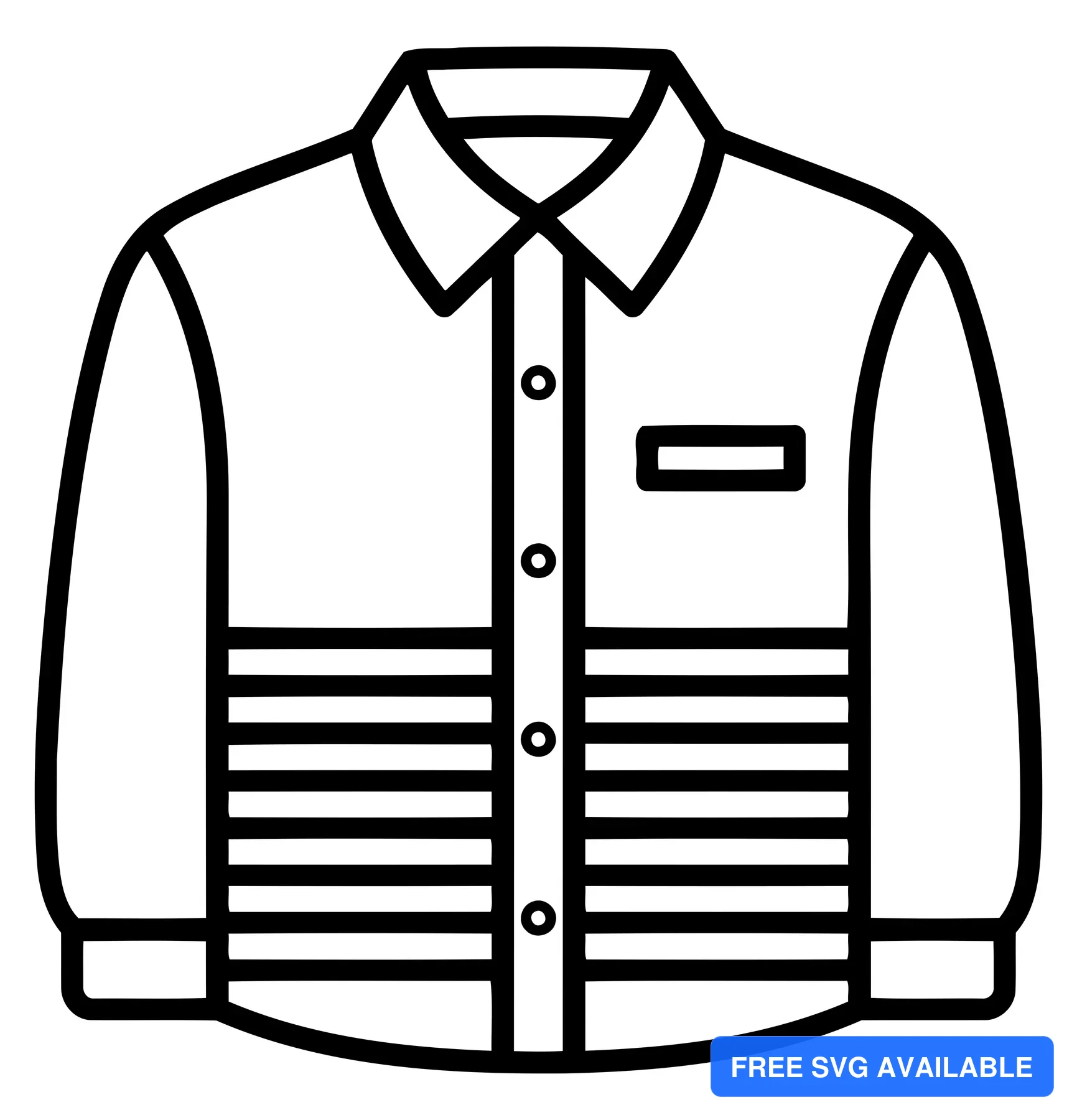 A minimalist black and white illustration of a striped button-up shirt