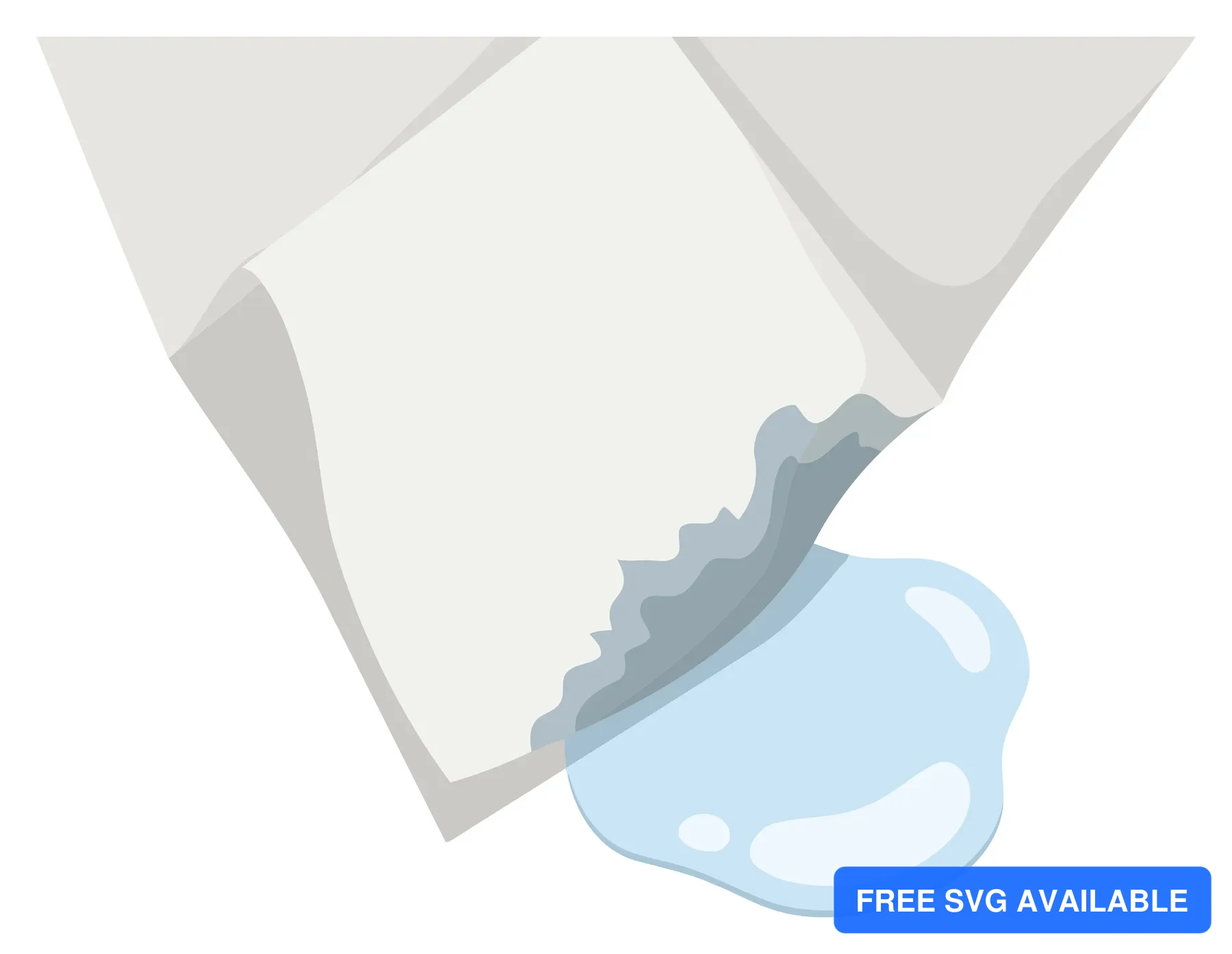 A vector illustration of a blue liquid dripping from a container onto a plain background
