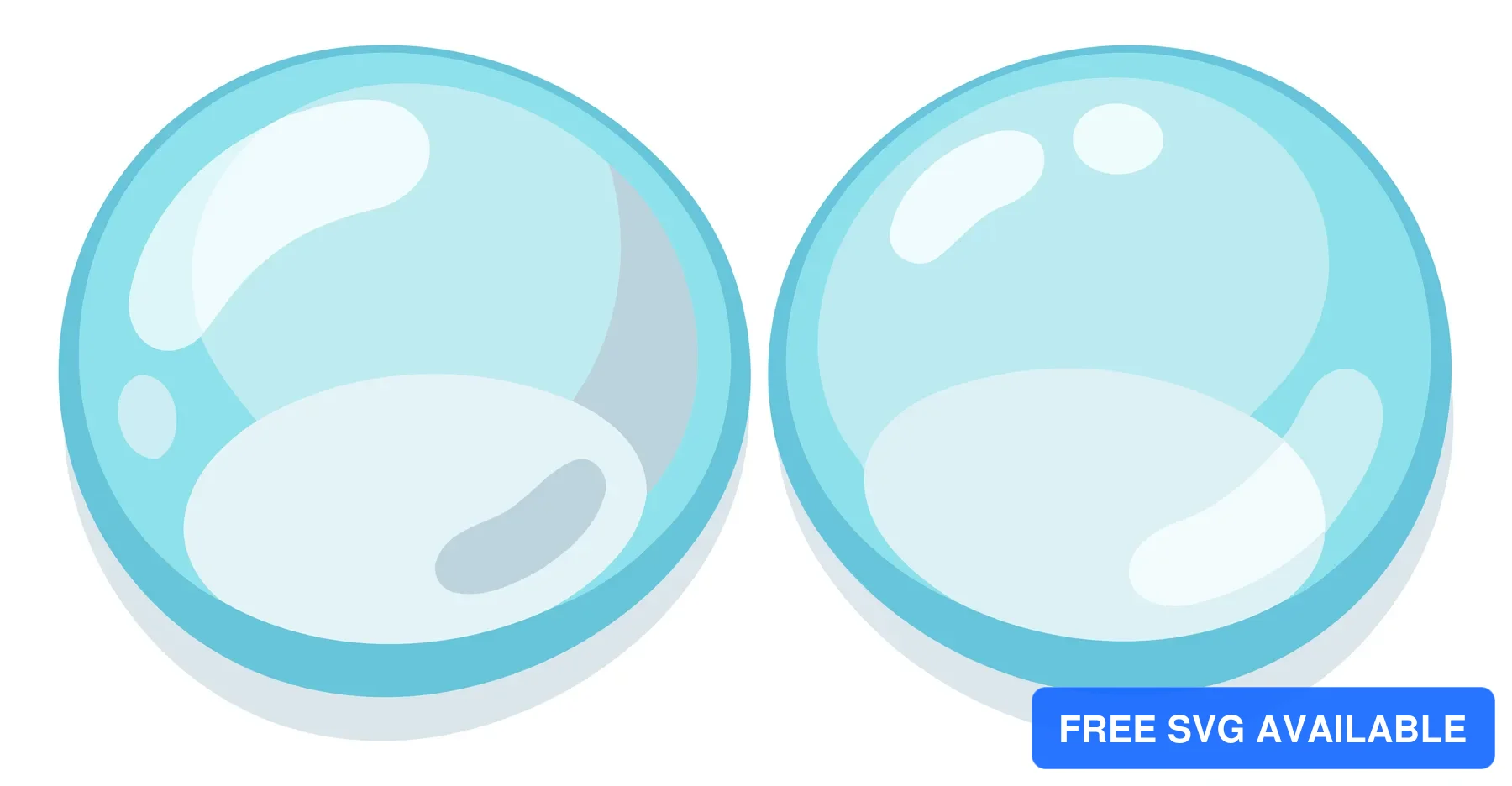 Two light blue abstract bubbles with internal patterns in a clean vector design
