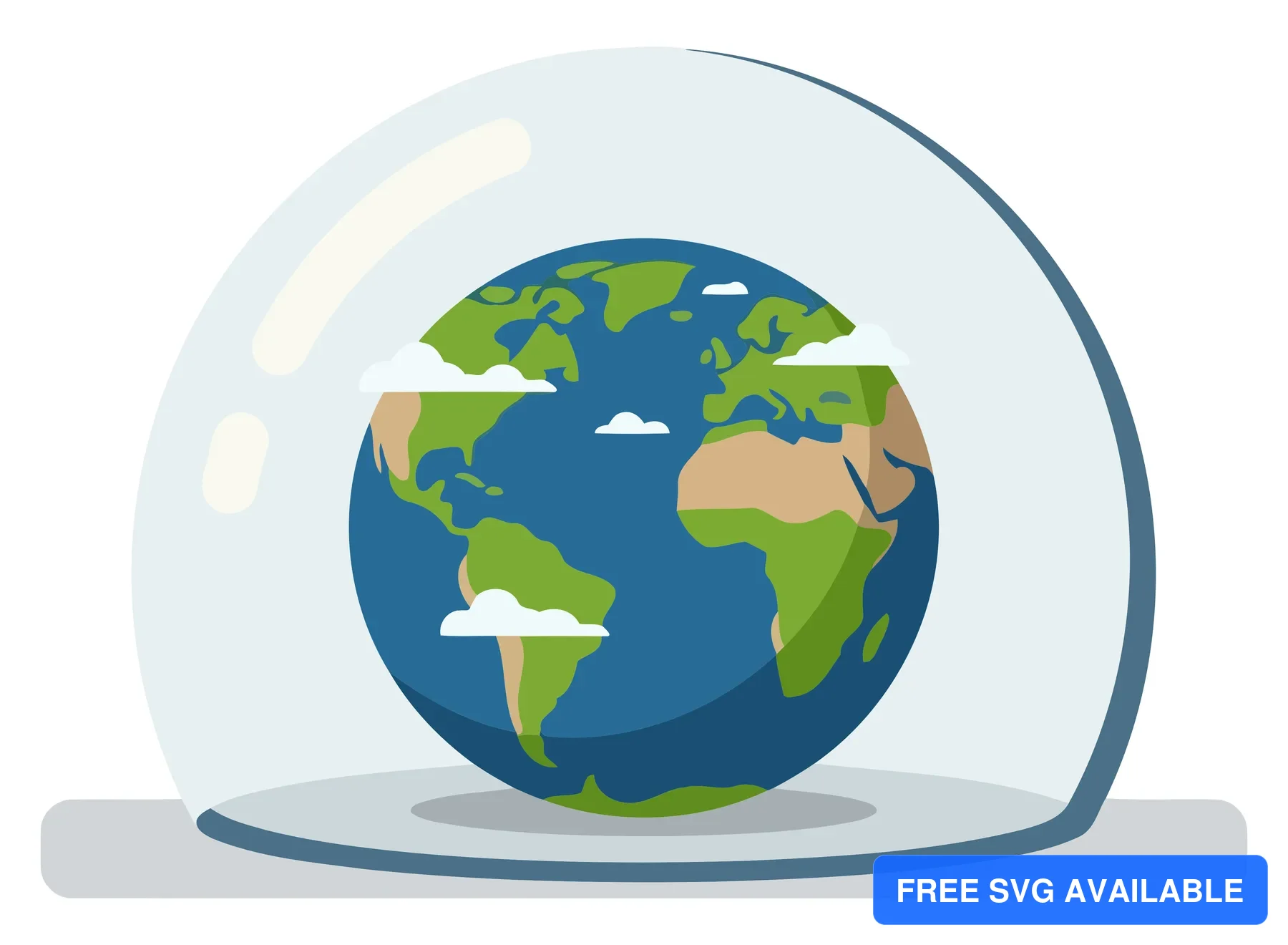 A stylized globe inside a transparent dome illustration