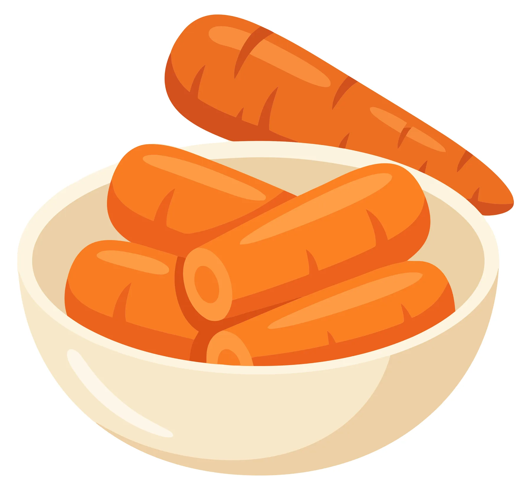 a bowl filled with fresh chopped carrot pieces and a whole carrot placed behind it, vibrant orange vegetables, healthy food illustration