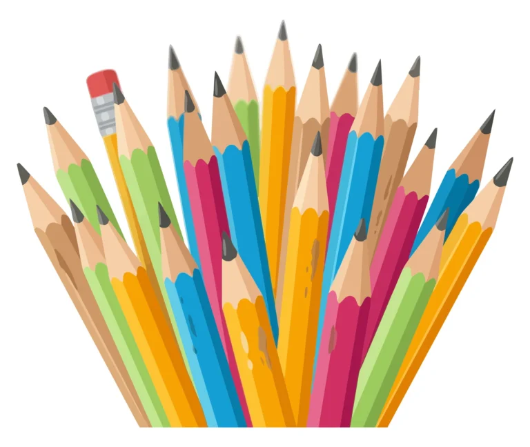 a bunch of colorful sharpened pencils
