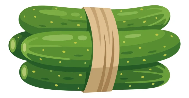 a bundle of fresh whole cucumbers tied together isolated on white background