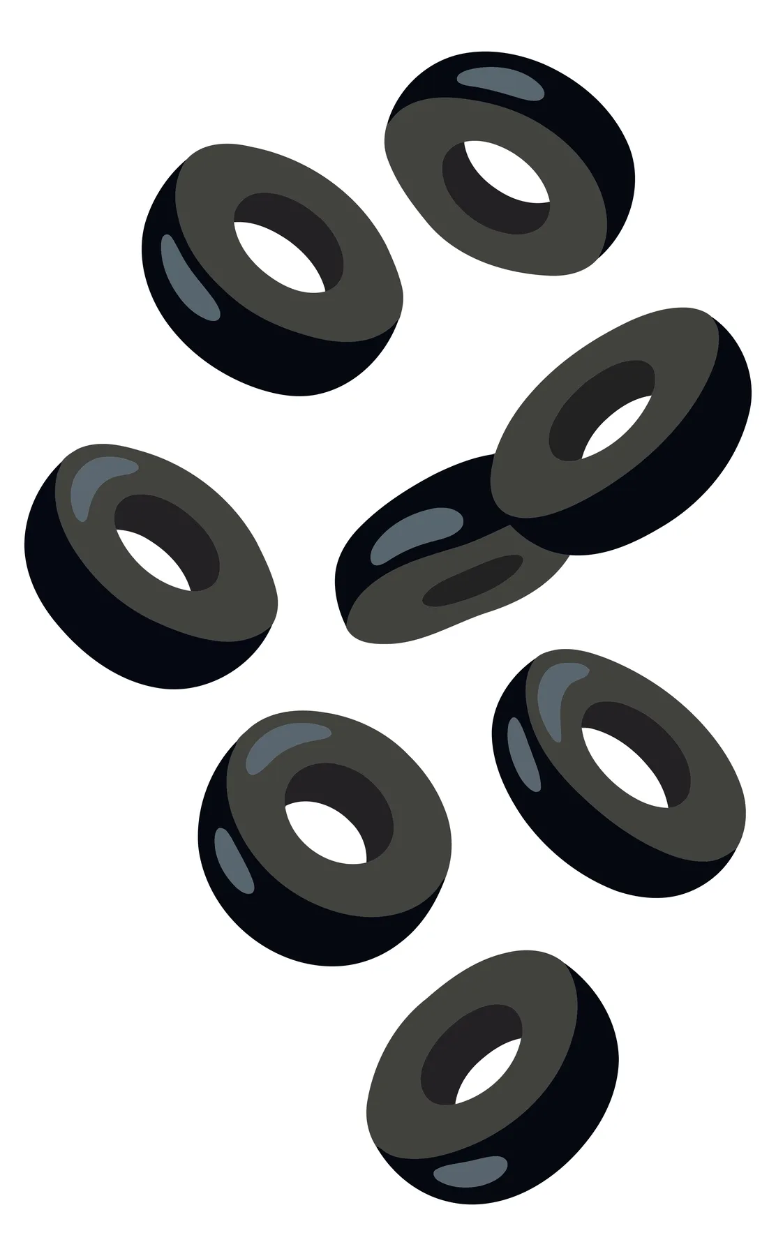 Sliced Black Olives Vector Illustration