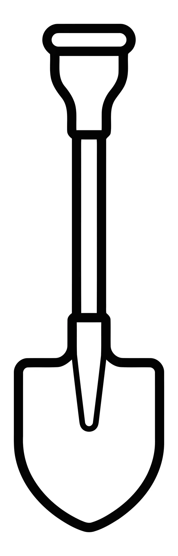 Black and White Line Art Garden Shovel Illustration