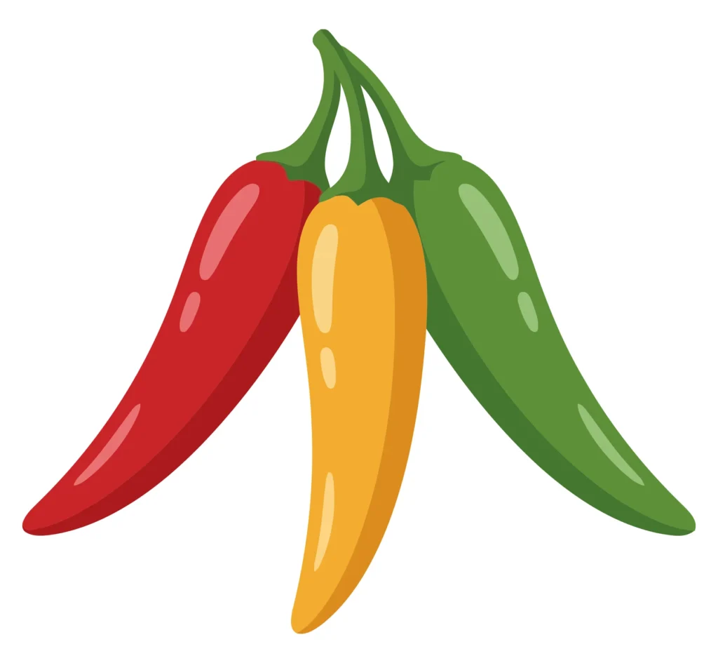 A Vibrant Illustration Of Three Chili Peppers In Red, Yellow, And Green Colors, Hanging Together By Their Stems, Depicted In A Clean, Flat V a vibrant illustration of three chili peppers in red, yellow, and green colors, hanging together by their stems, depicted in a clean, flat v