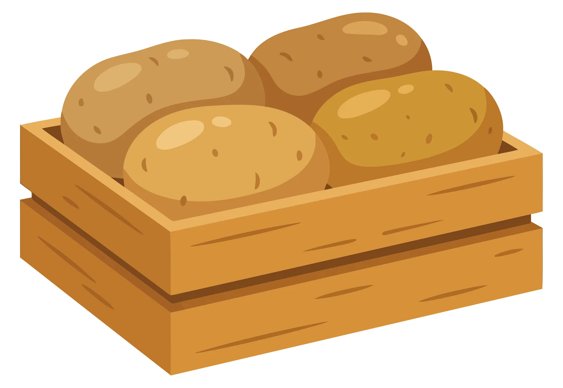 a wooden crate filled with fresh raw potatoes, showcasing a rustic harvest theme, perfect for agricultural, culinary, or groceryrelated desi