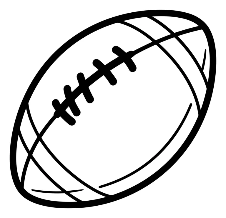 Black and White American Football Ball Line Art Icon