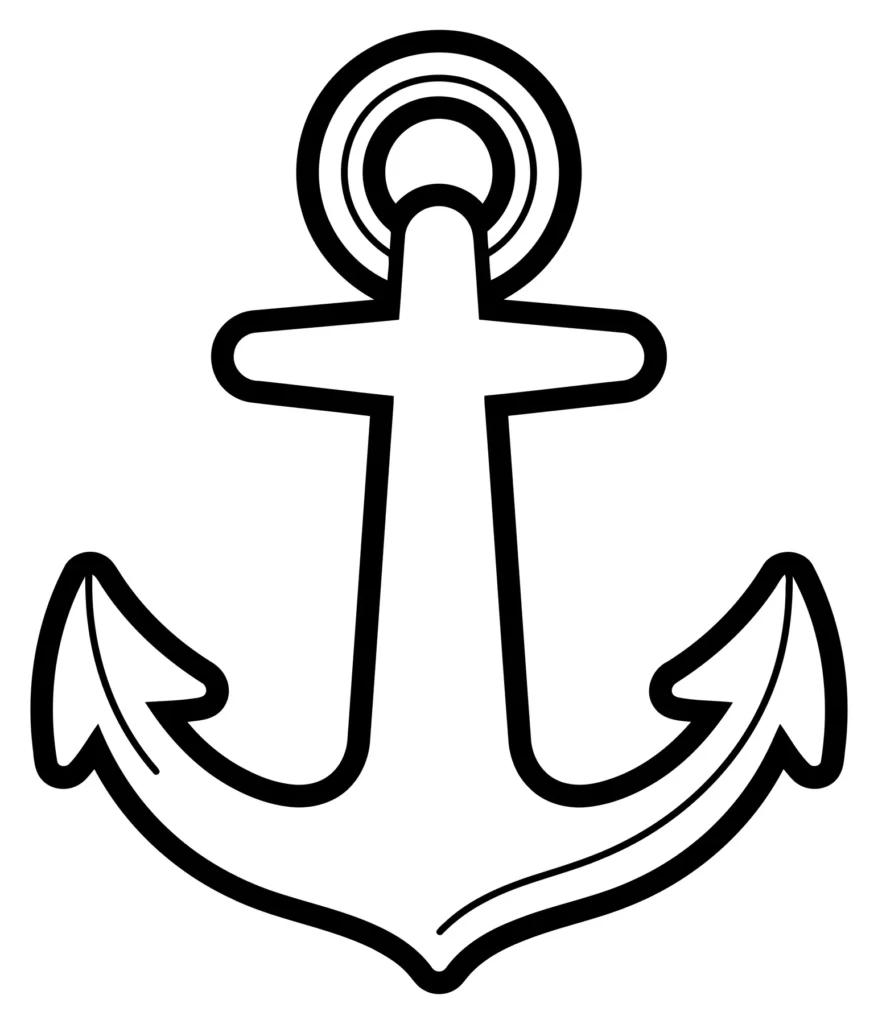 anchor icon, nautical symbol for maritime, sea, and ocean travel, vector illustration