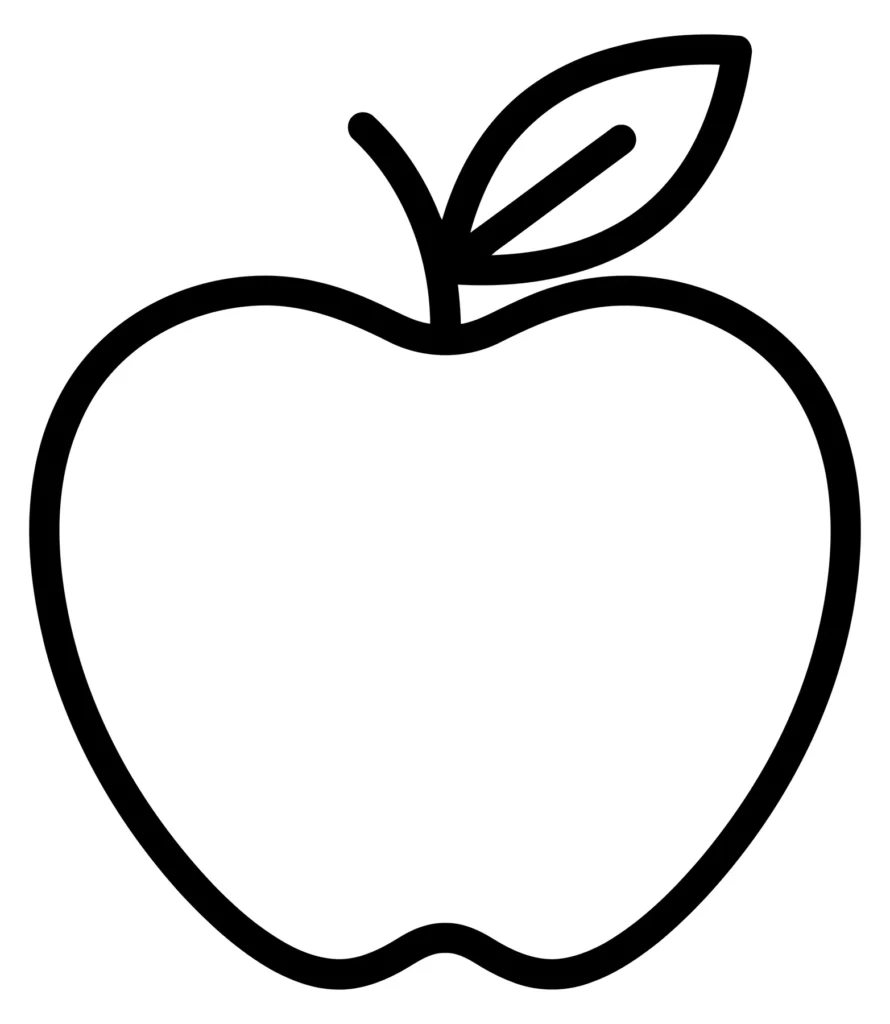 apple fruit icon, simple line art style