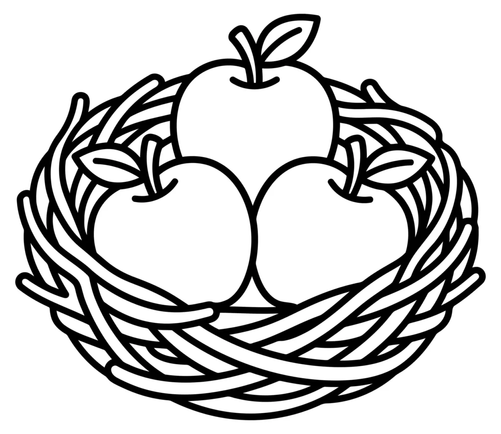 apples in a woven nest